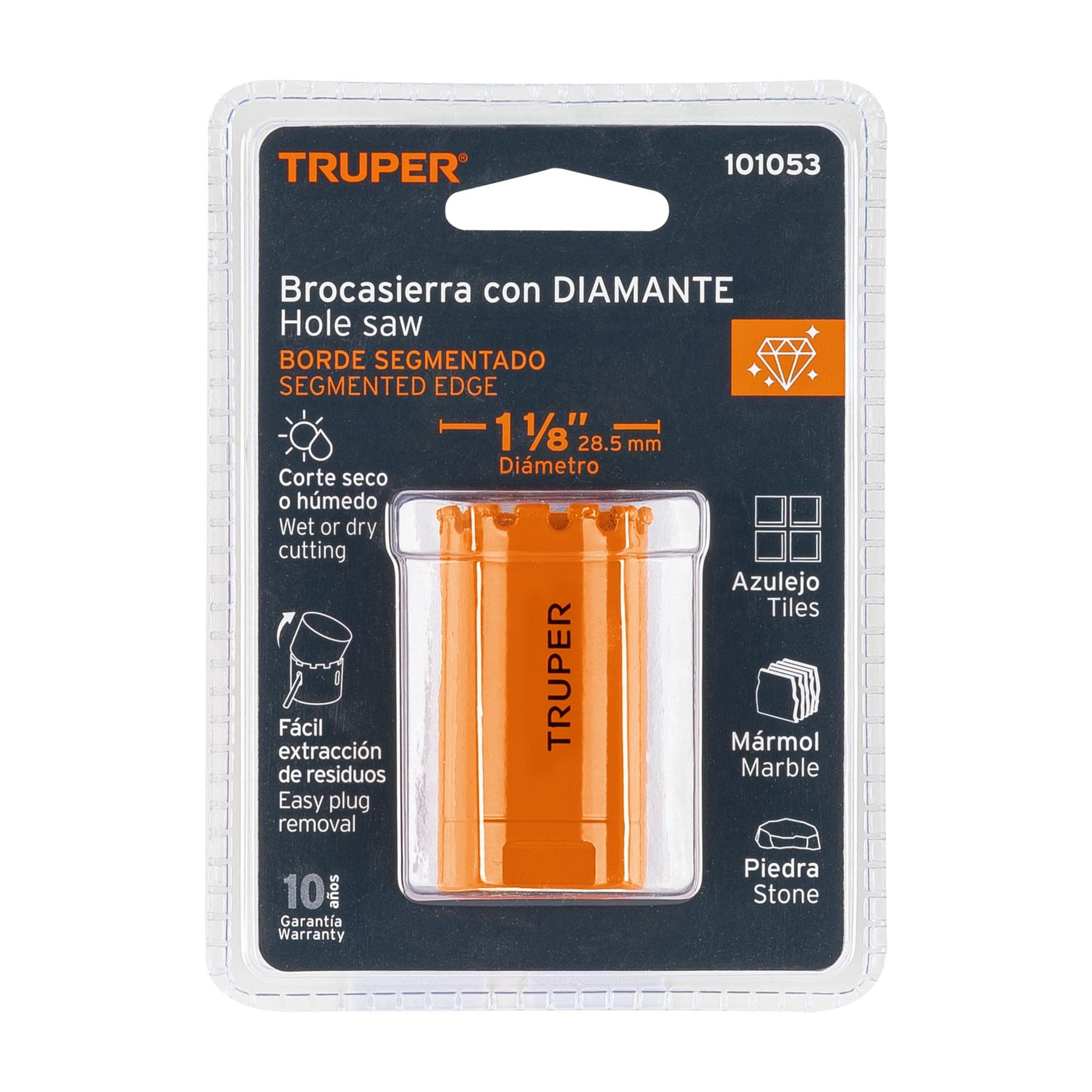 Brocasierra diamante, borde segmentado 1-1/8'