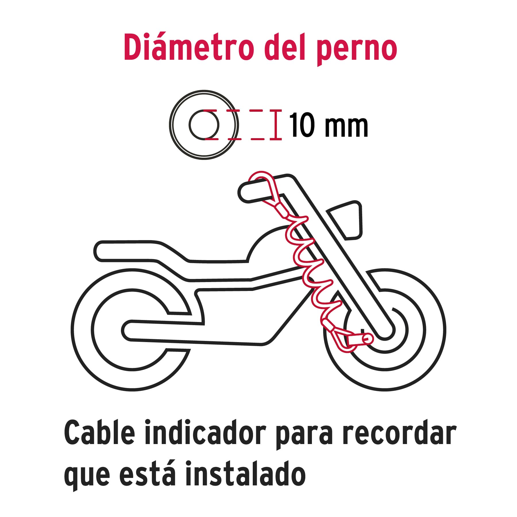 Candado para disco de motocicleta, perno de 10 mm