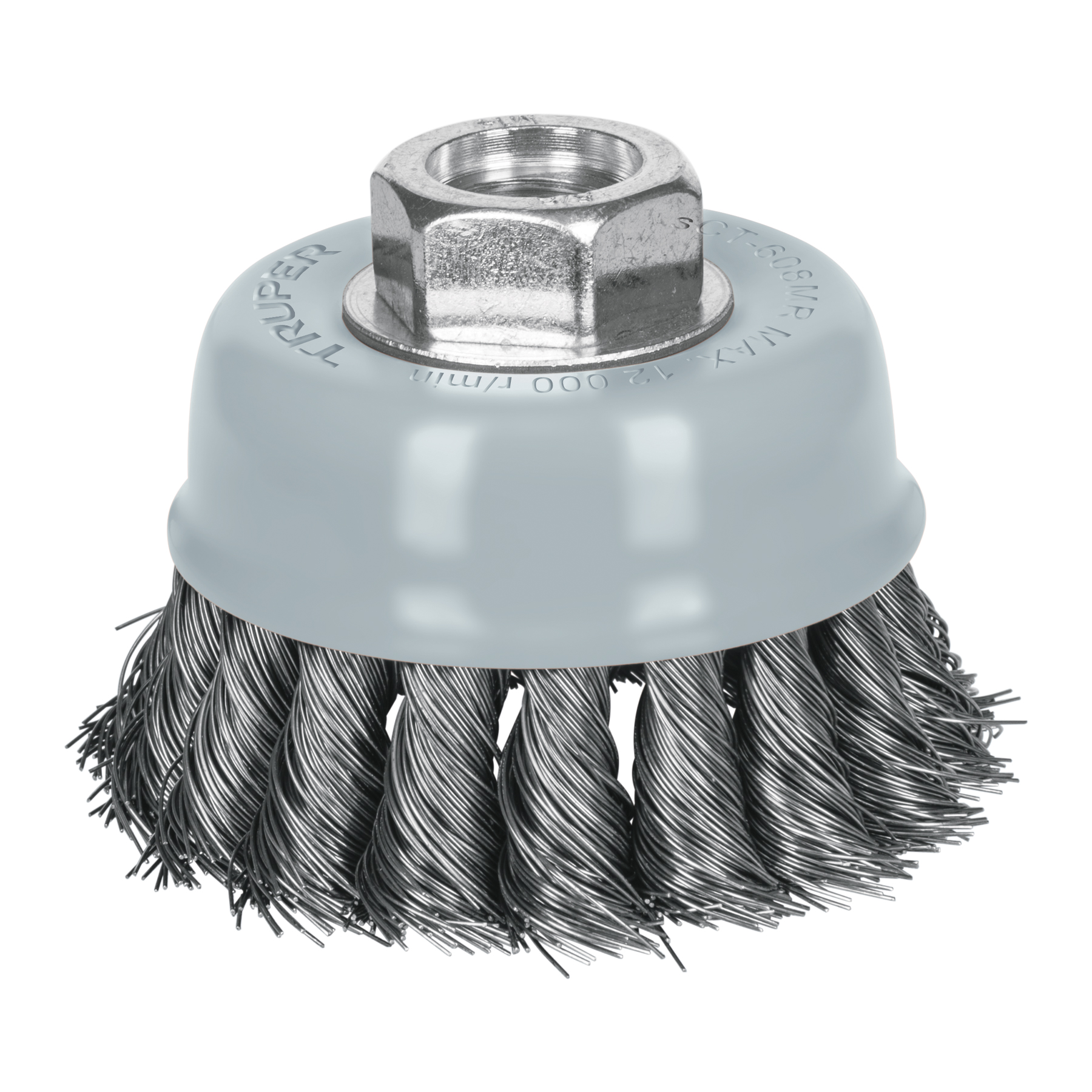 Carda de copa, alambre trenzado fino, 3', Multi rosca