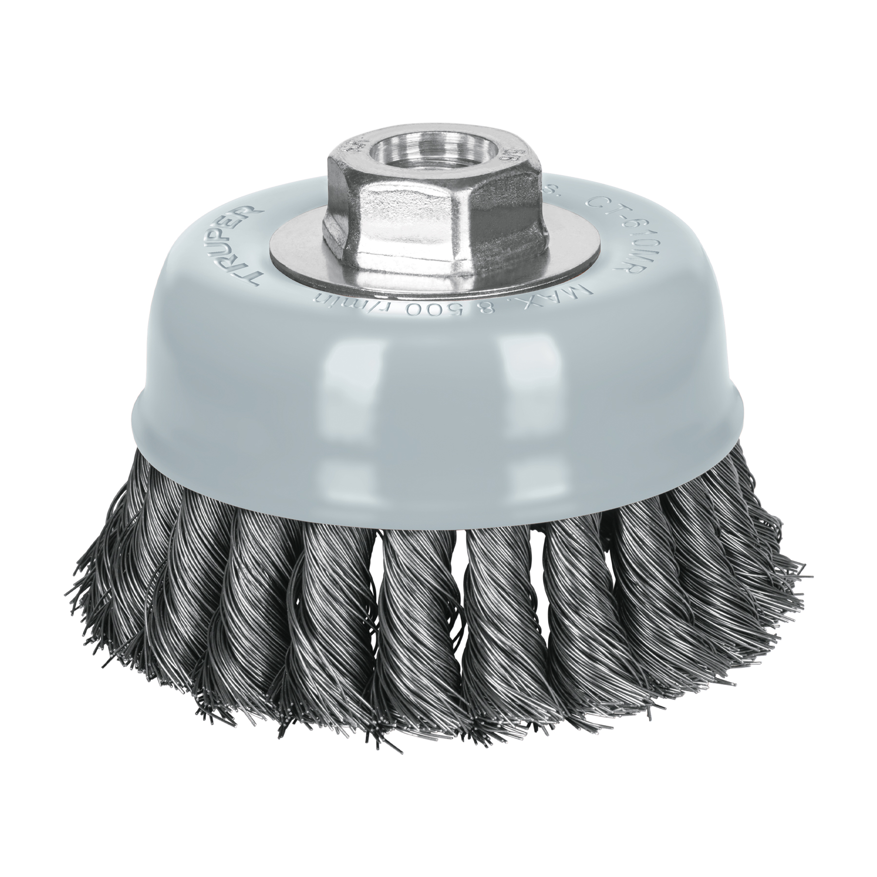 Carda de copa, alambre trenzado fino, 4', Multi rosca