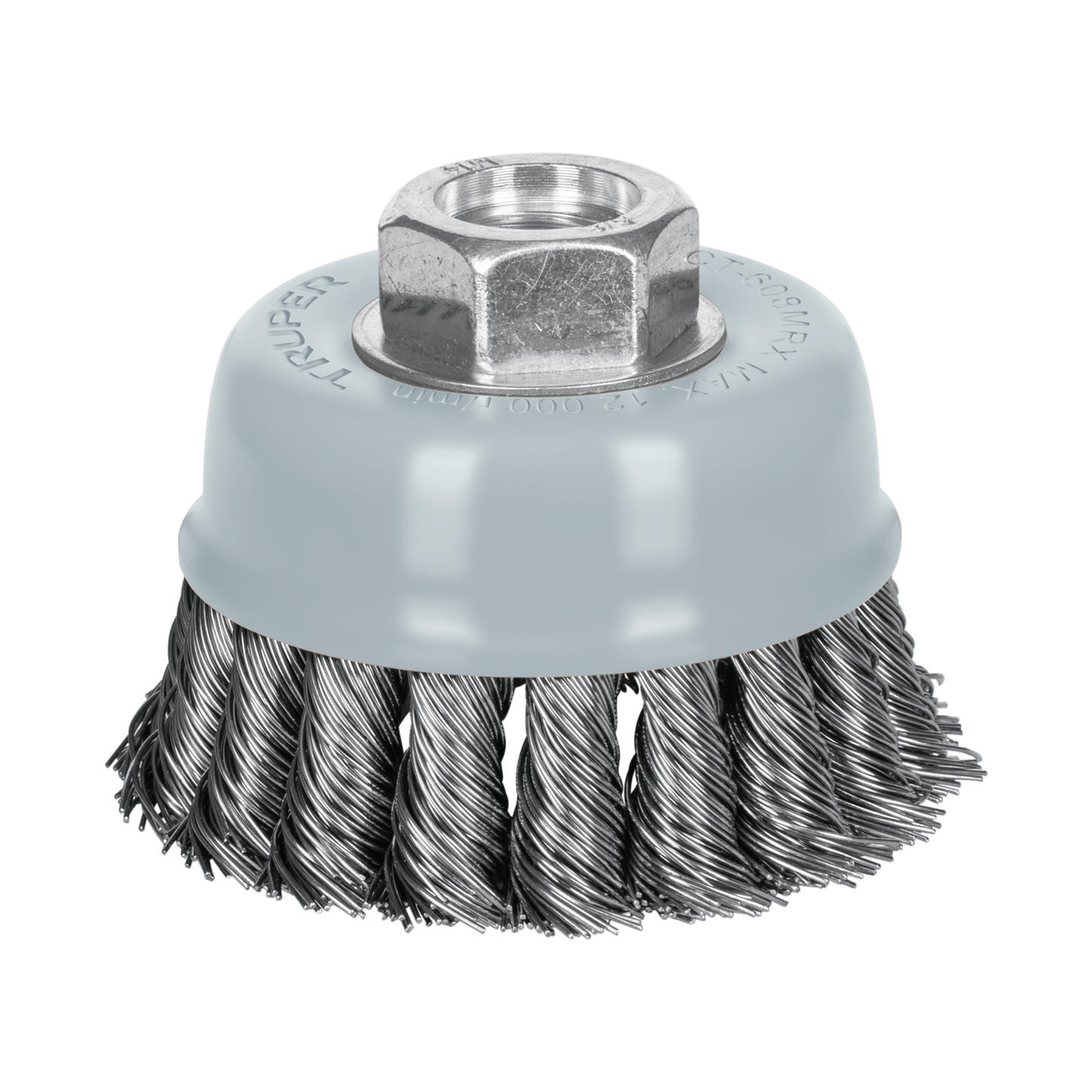 Carda de copa, alambre trenzado grueso, 3', Multi rosca