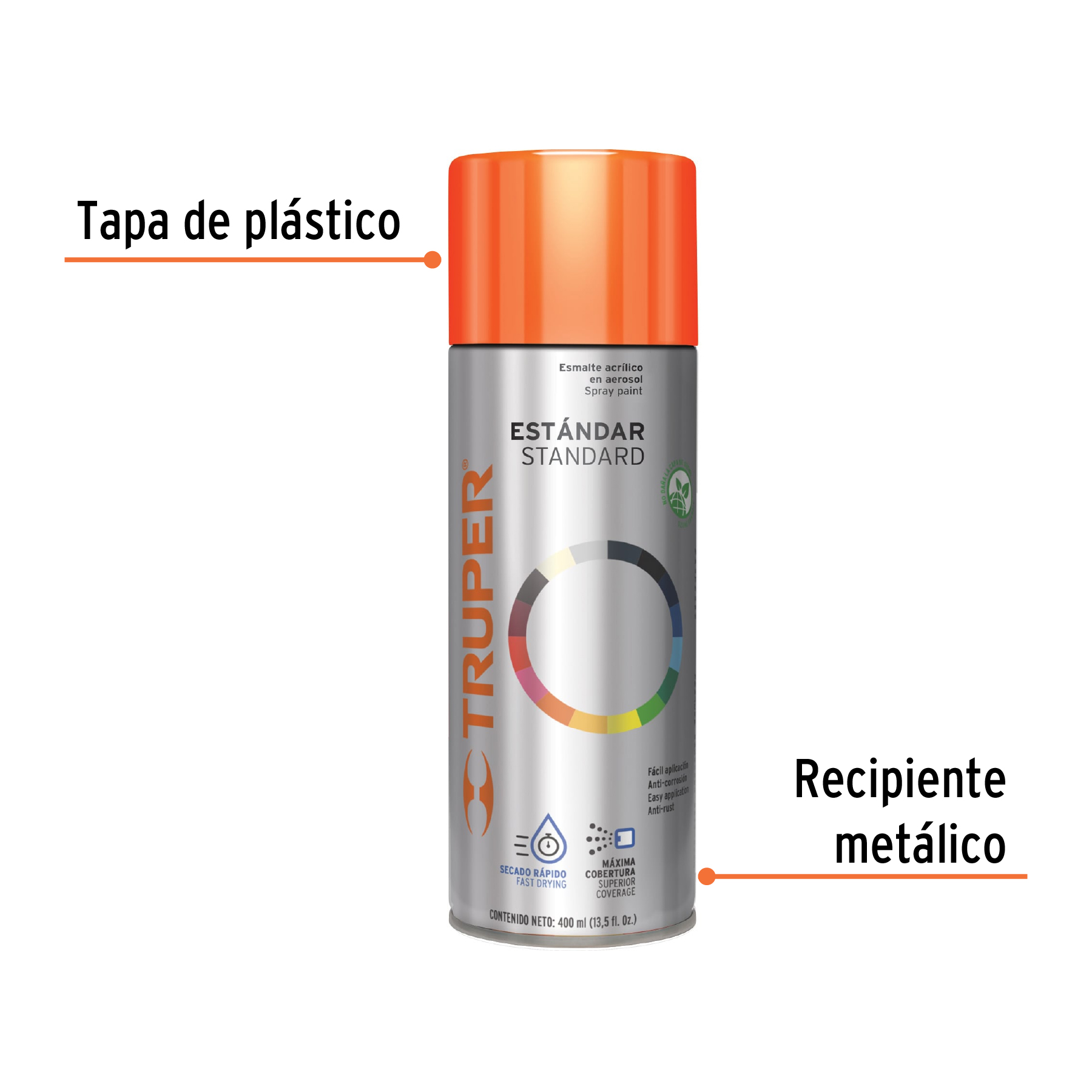 Pintura en aerosol, naranja, 400 ml,Truper