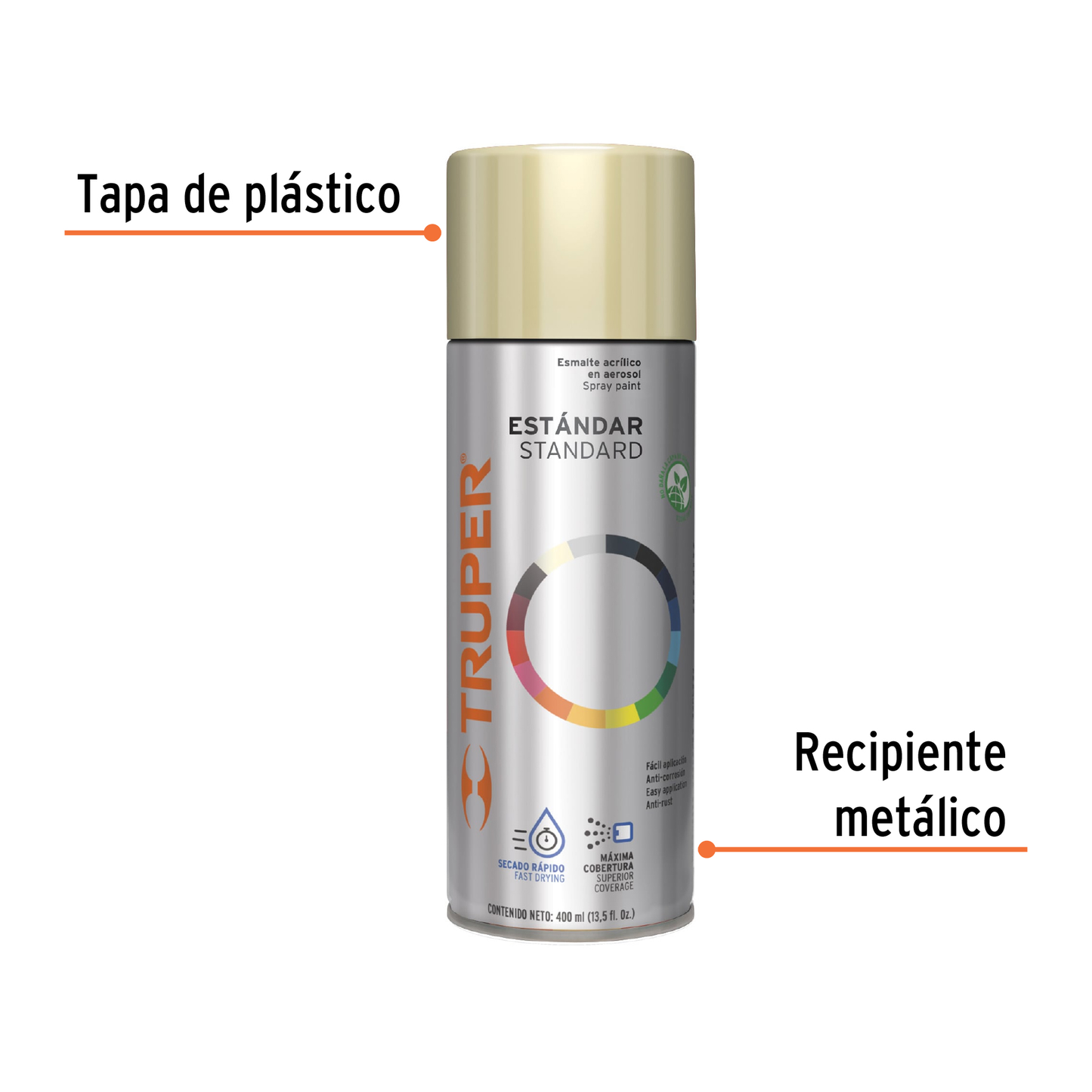 Pintura en aerosol, marfil, 400 ml,Truper