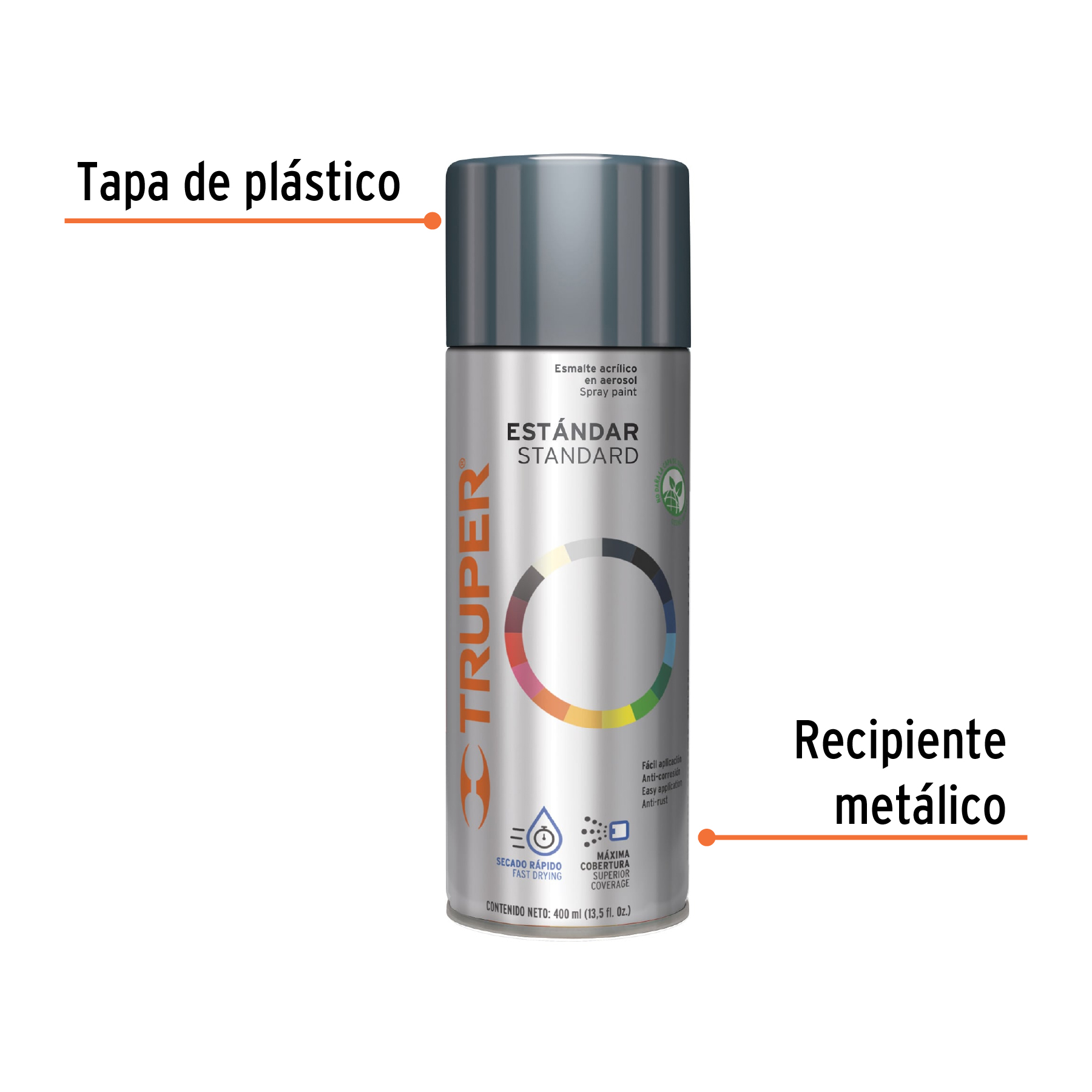 Pintura en aerosol, gris primario, 400 ml, Truper