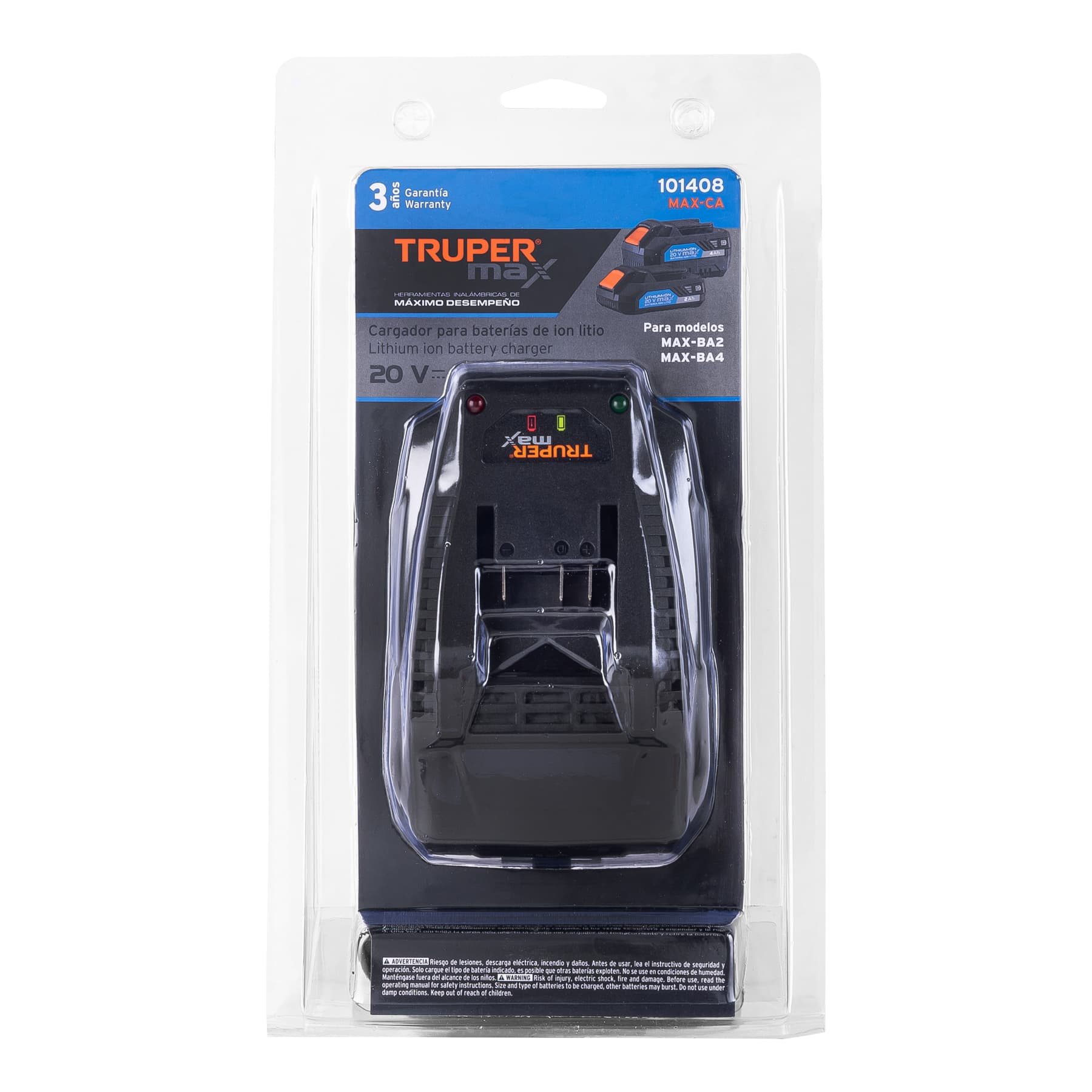 Cargador de baterías ion litio Truper MAX de 20 V 127V