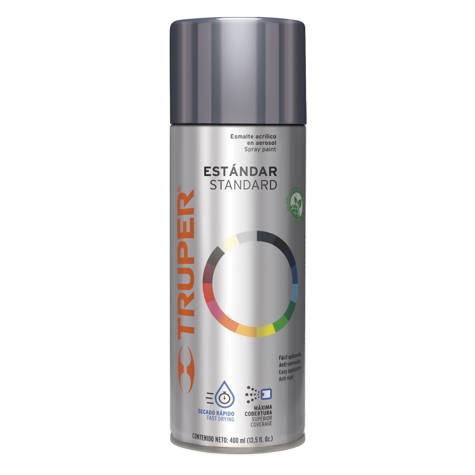 Pintura en aerosol, gris obscuro, 400 ml, Truper sustituye 19044