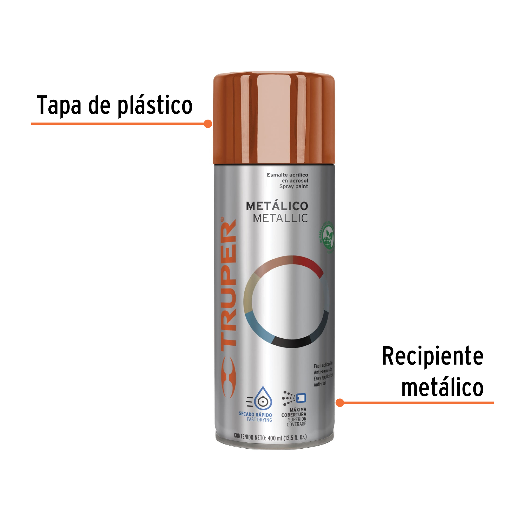 Pintura en aerosol, cobre metálico, 400 ml,Truper
