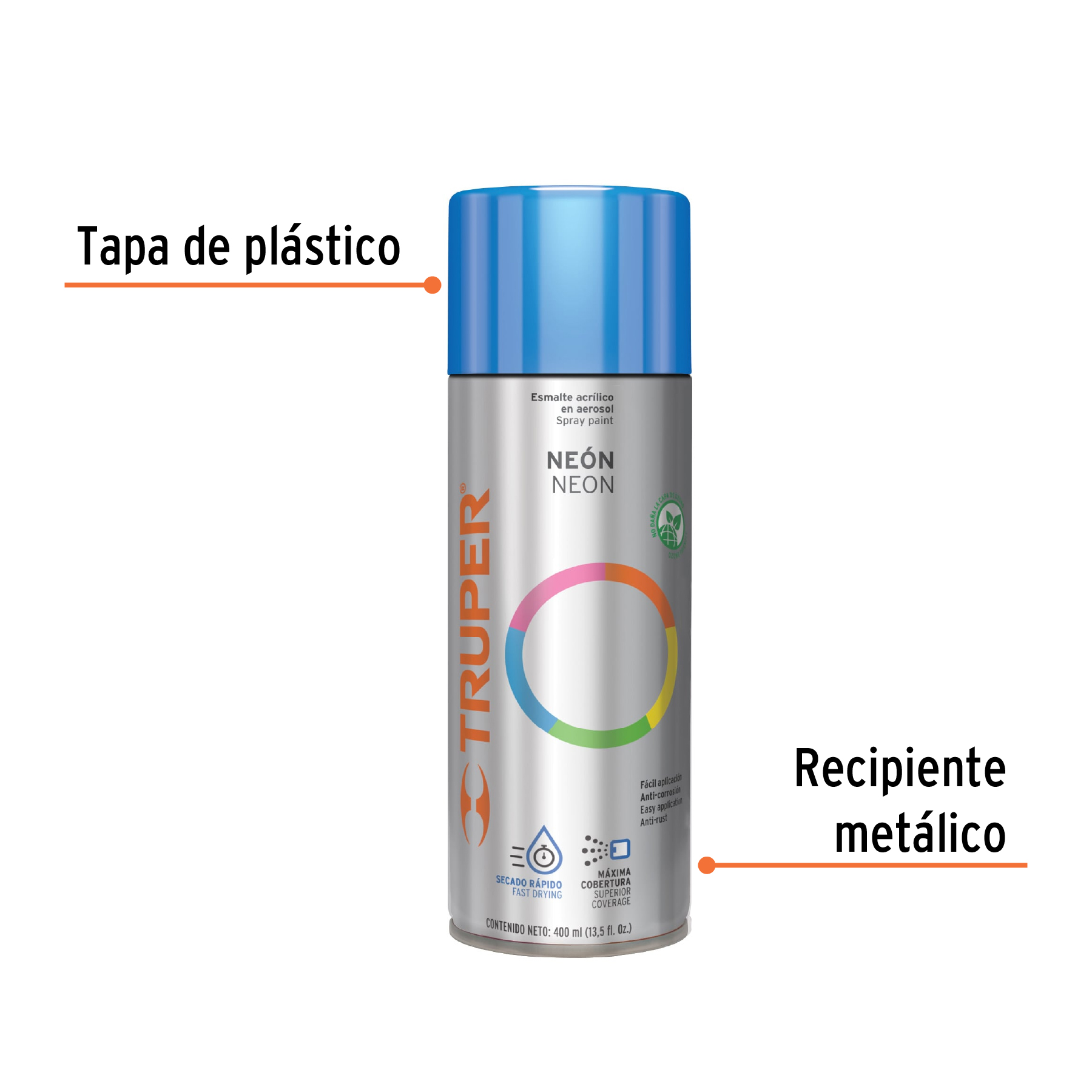 Pintura en aerosol, azul neón, 400 ml, Truper