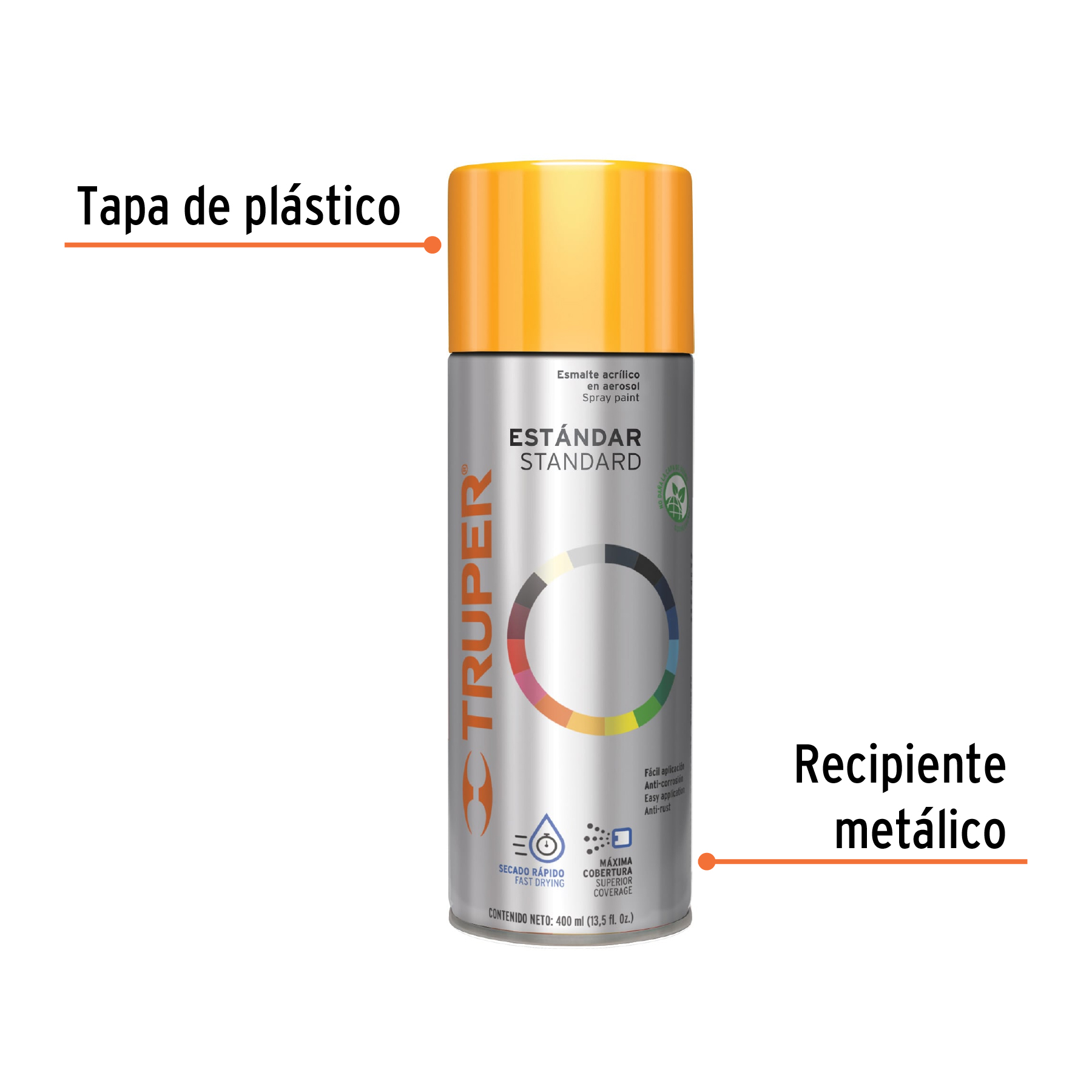 Pintura en aerosol, amarillo, 400 ml,Truper