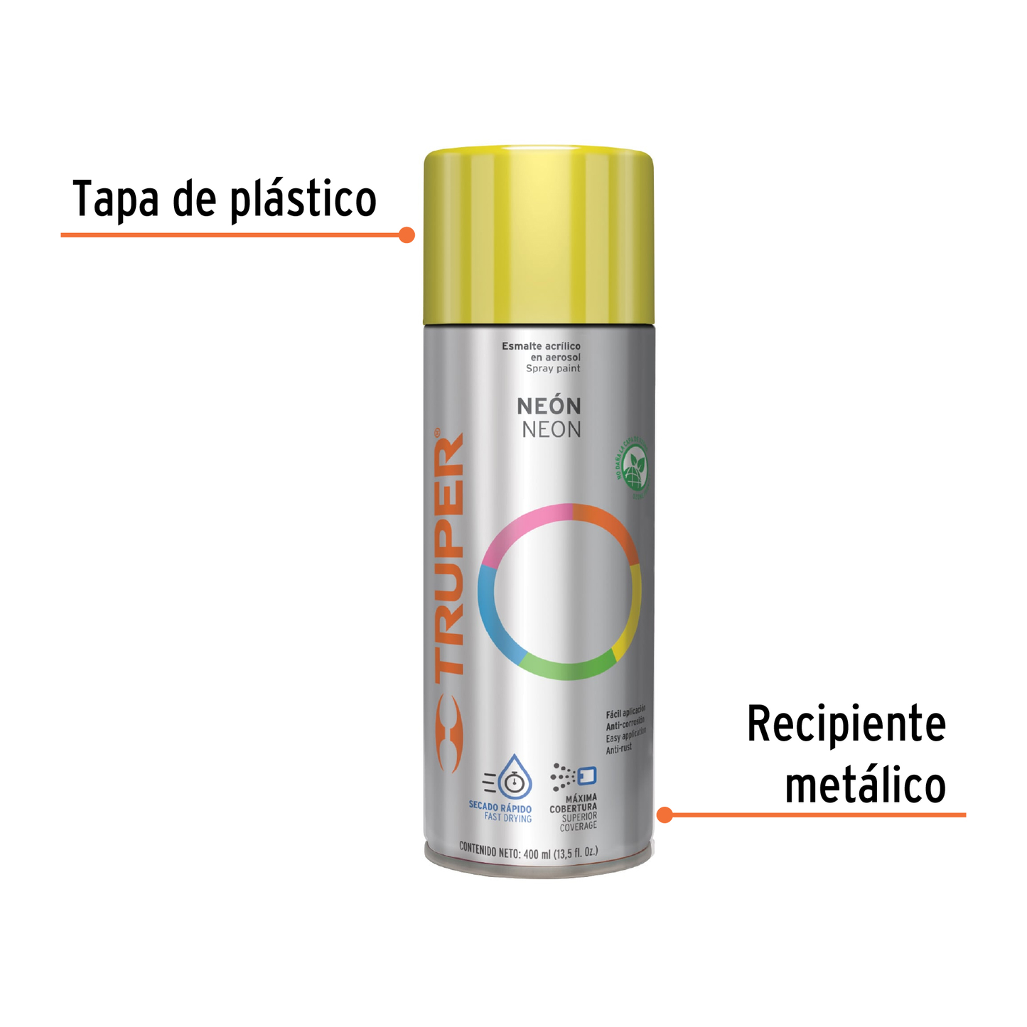 Pintura en aerosol, amarillo neón, 400 ml,Truper