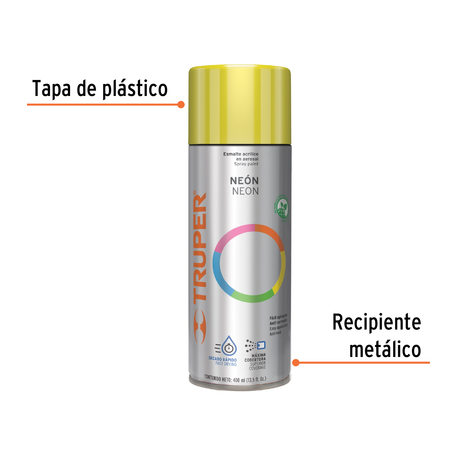 Pintura en aerosol, amarillo neón, 400 ml,Truper