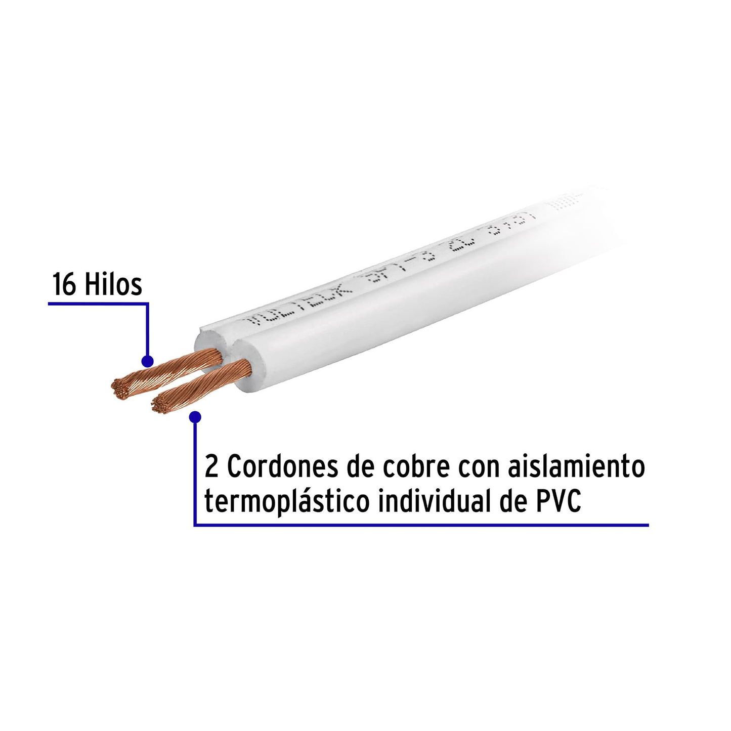 Carrete con 20 m cordón dúplex flexible SPT 18 AWG, Volteck