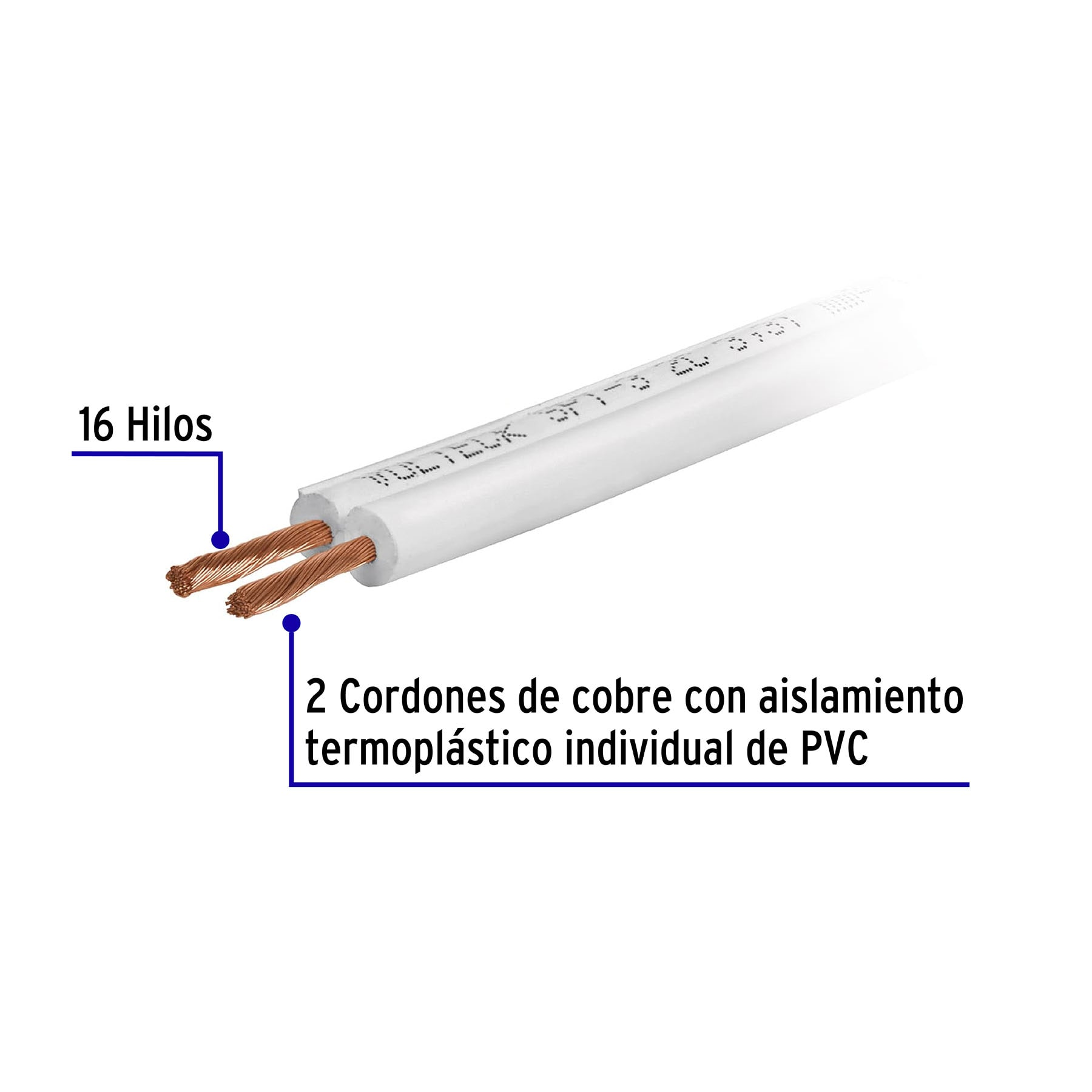 Carrete con 20 m cordón dúplex flexible SPT 18 AWG, Volteck