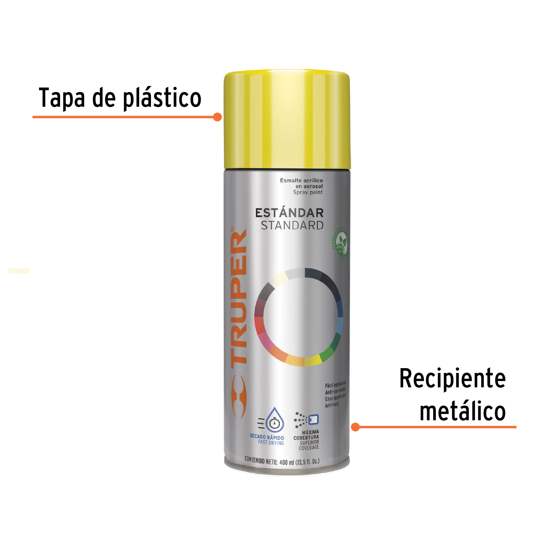 Pintura en aerosol, amarillo canario, 400 ml, Truper