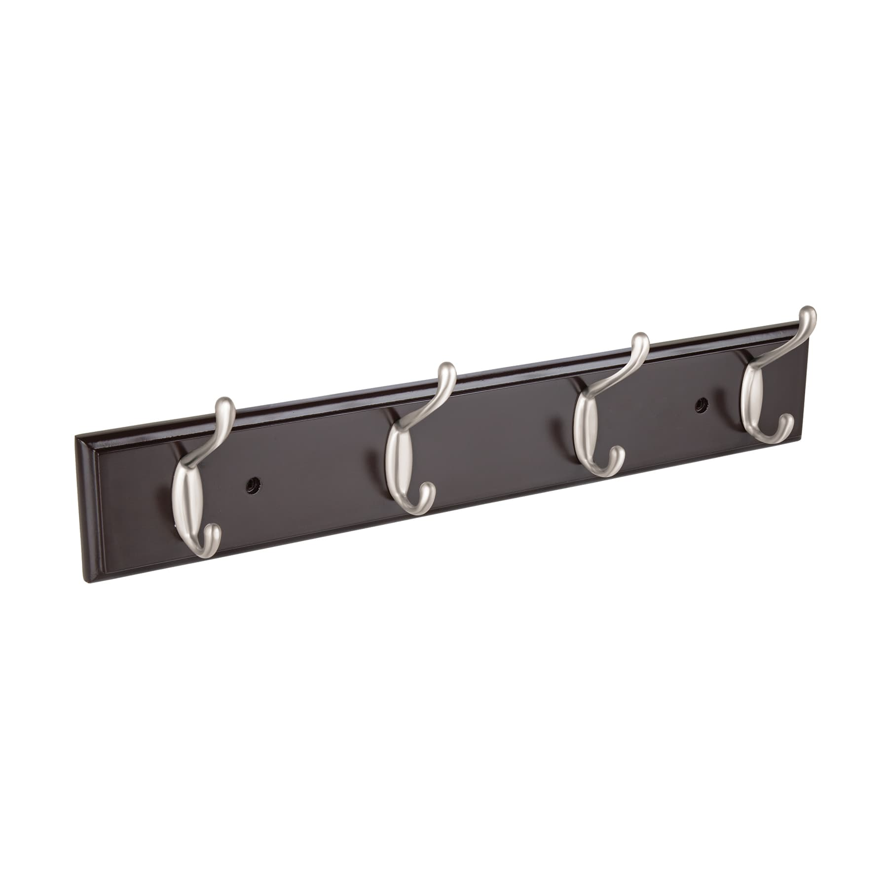 Perchero negro para pared con 4 ganchos satinados