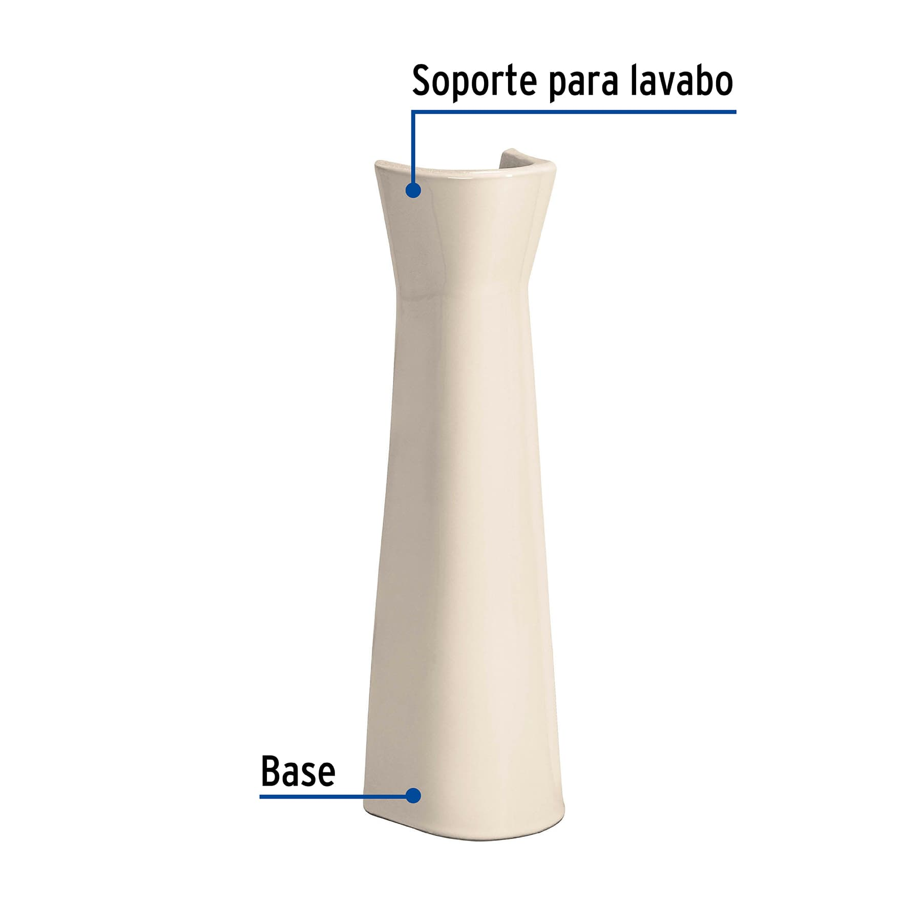 Pedestal cerámico para lavabo, marfil