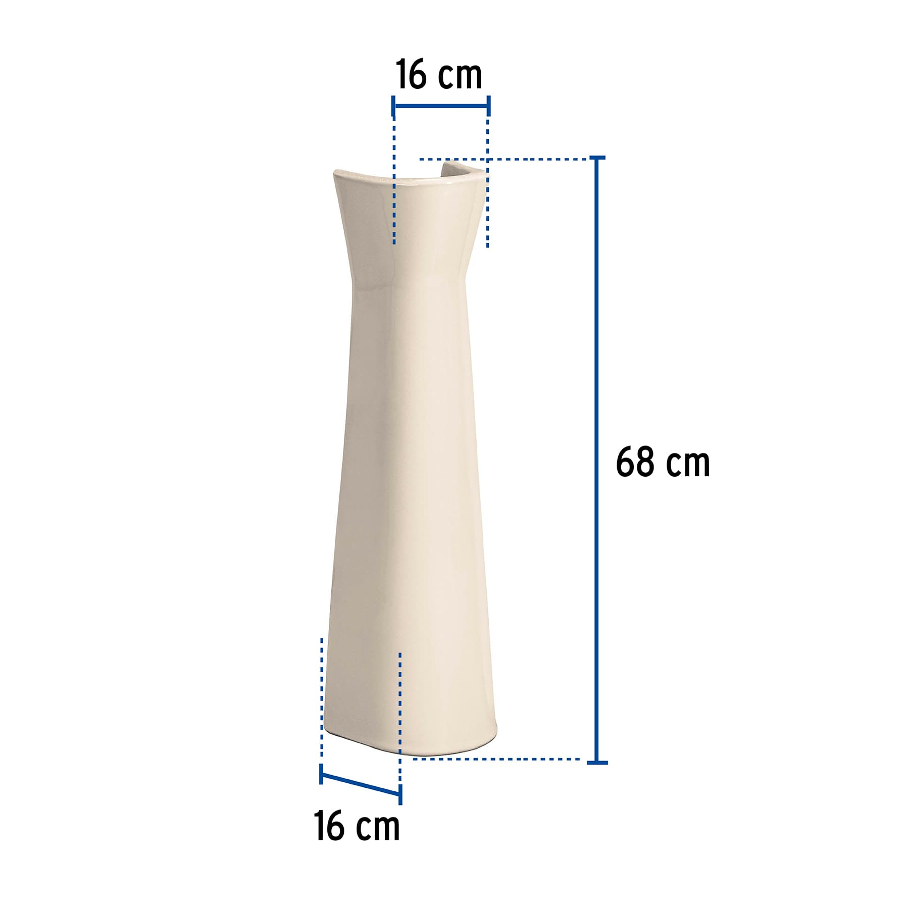 Pedestal cerámico para lavabo, marfil