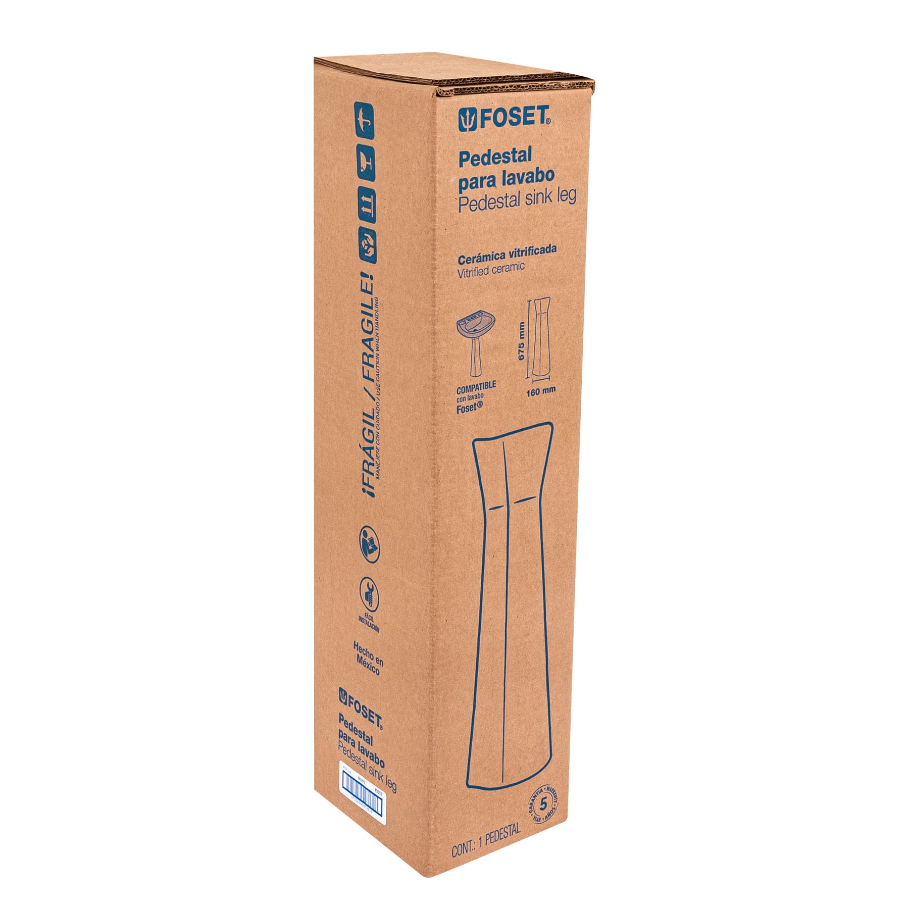 Pedestal cerámico para lavabo, marfil