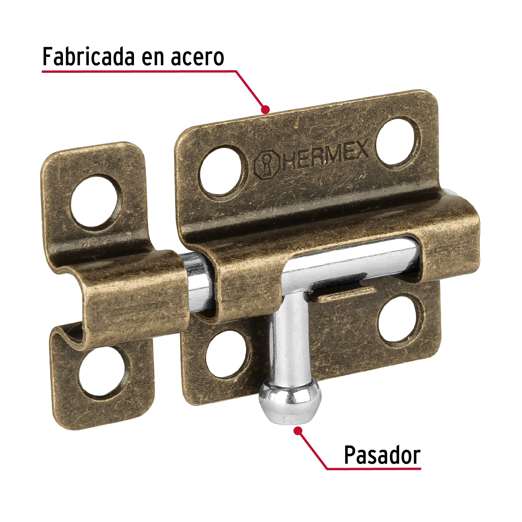 Pasador de barril de acero latón antiguo 2', Hermex