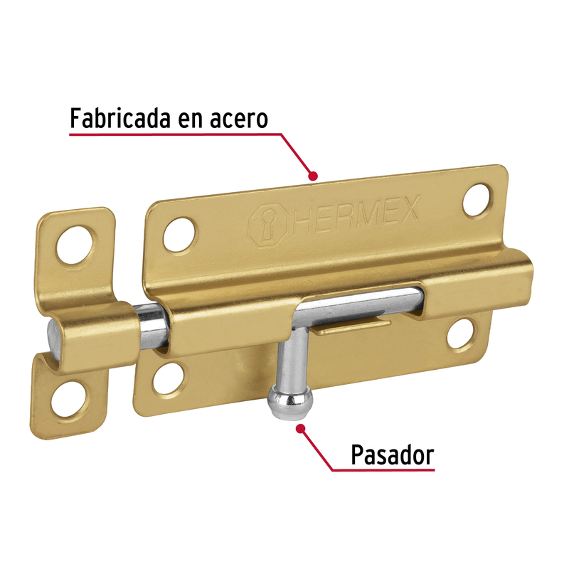 Pasador de barril de acero latón 4', Hermex