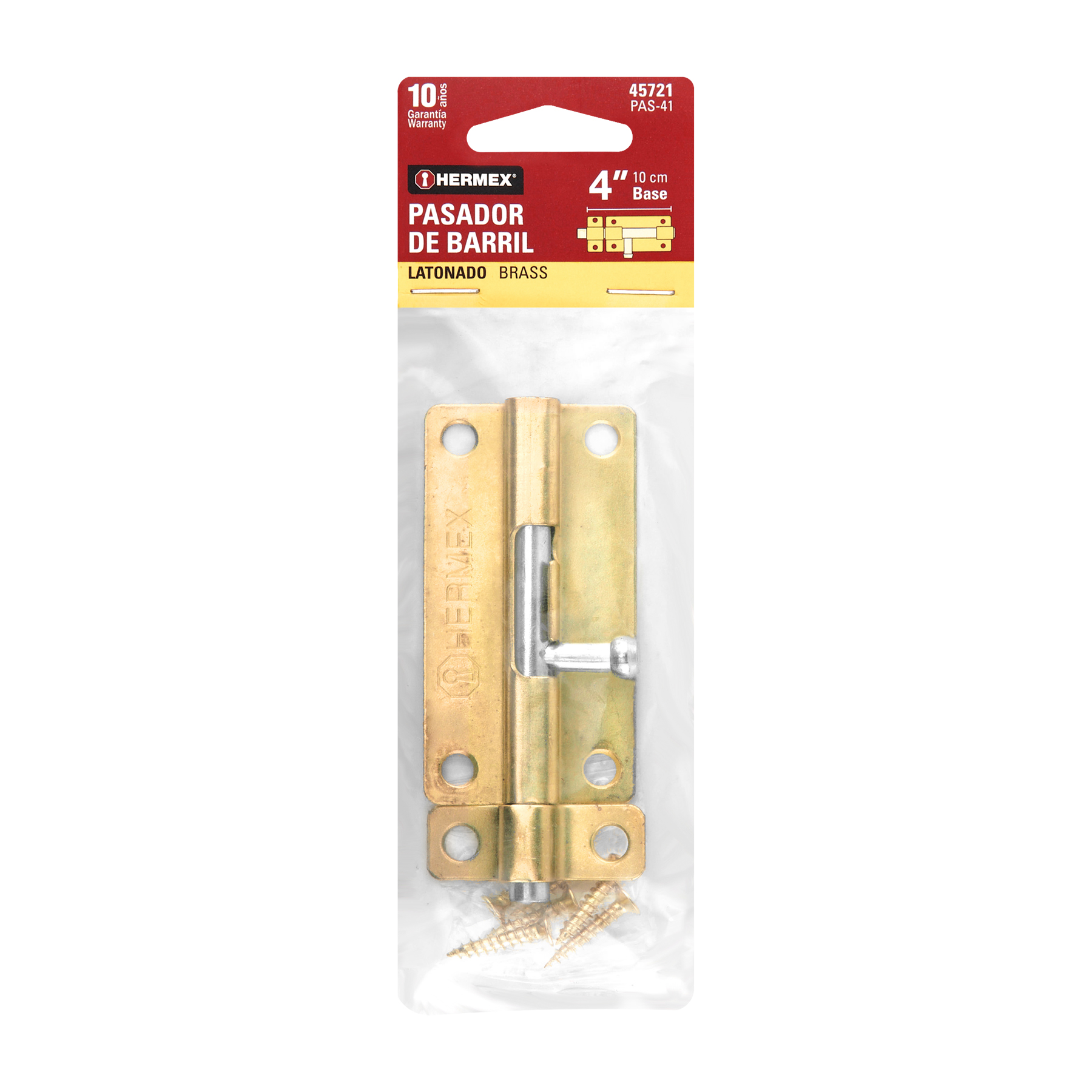Pasador de barril de acero latón 4', Hermex