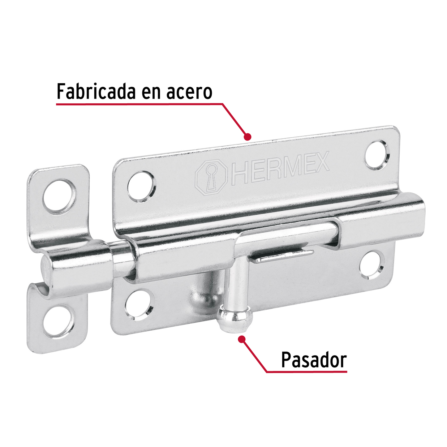 Pasador de barril de acero cromo 4', Hermex