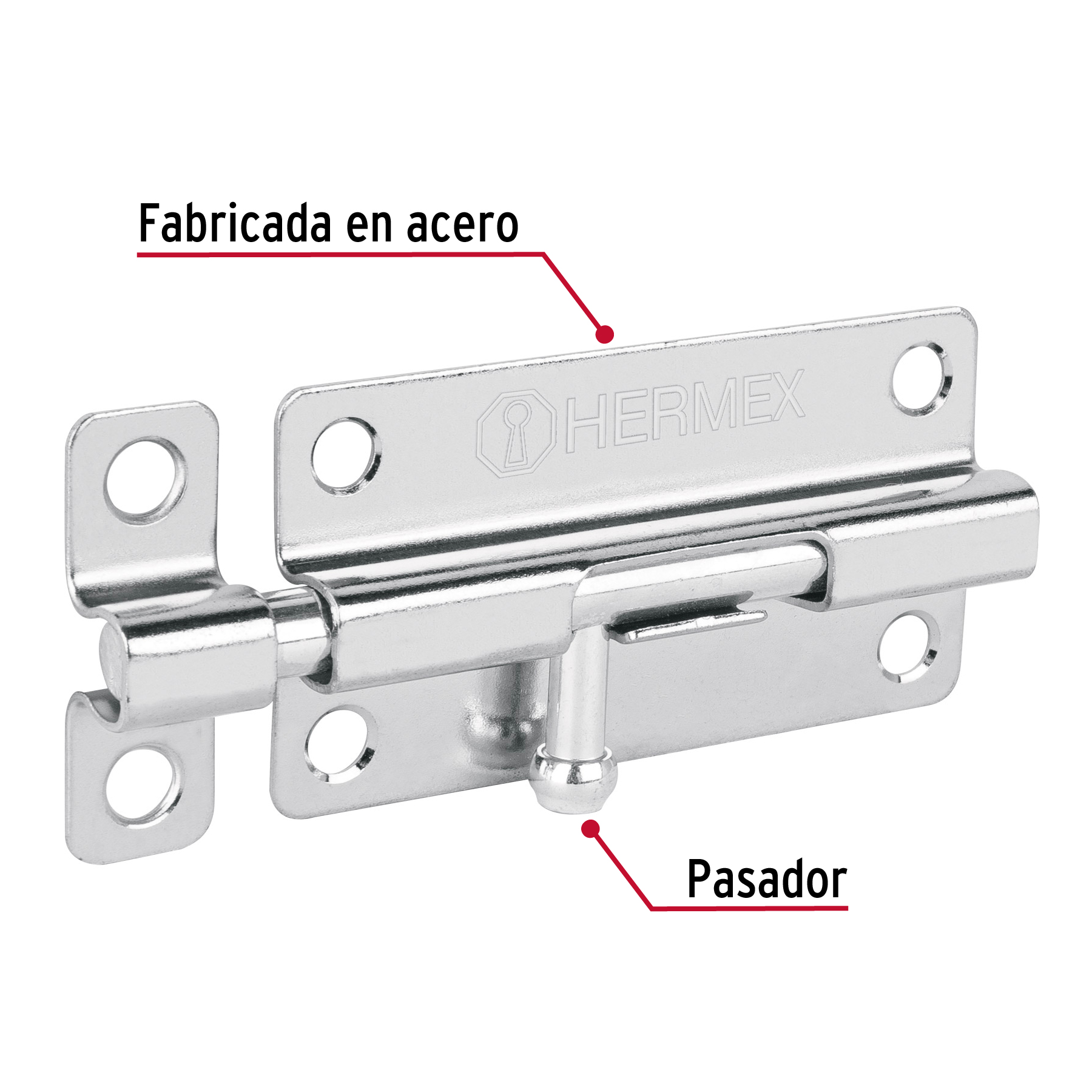 Pasador de barril de acero cromo 4', Hermex