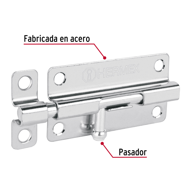 Pasador de barril de acero cromo 4', Hermex