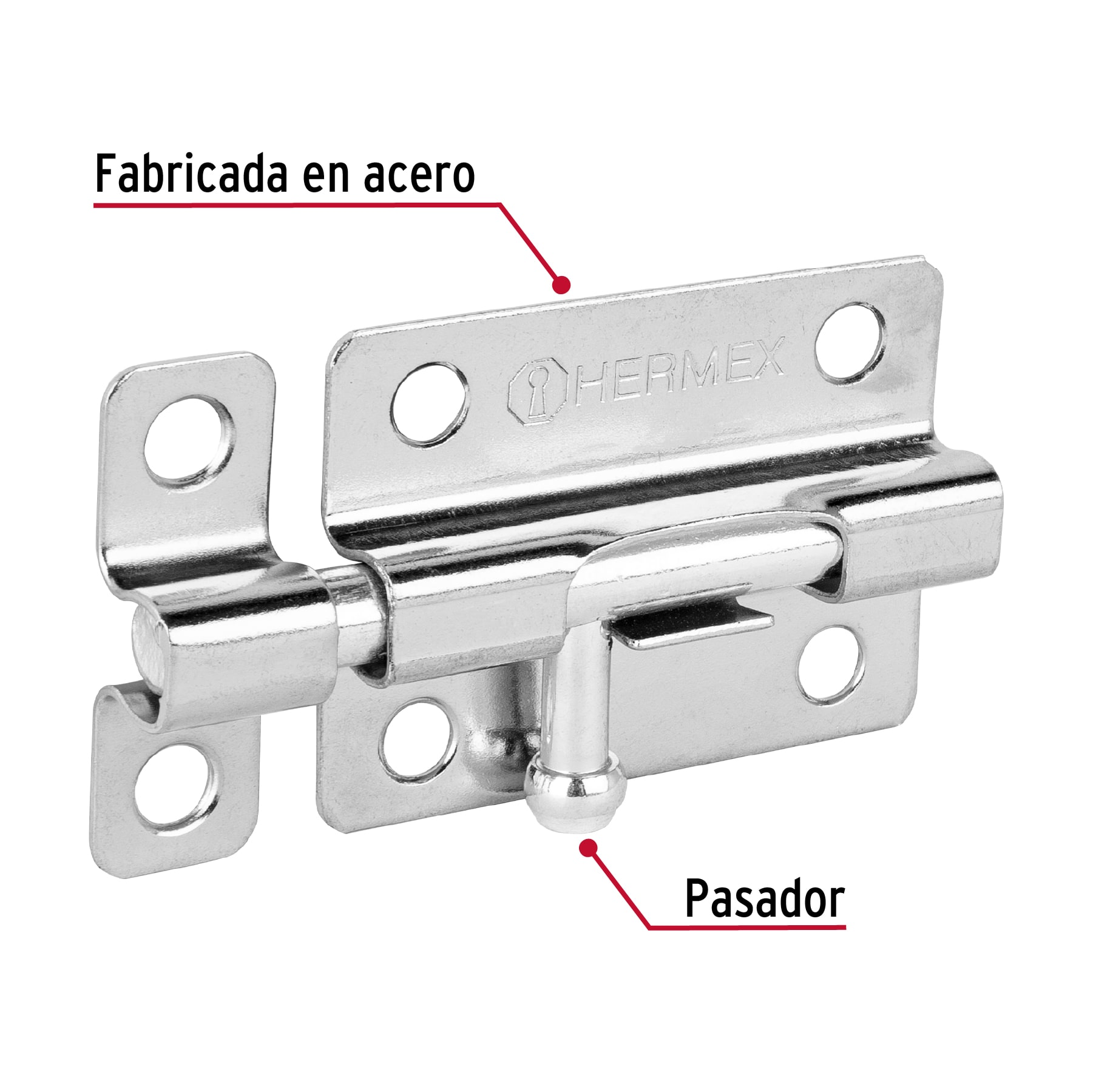 Pasador de barril de acero cromo 3', Hermex