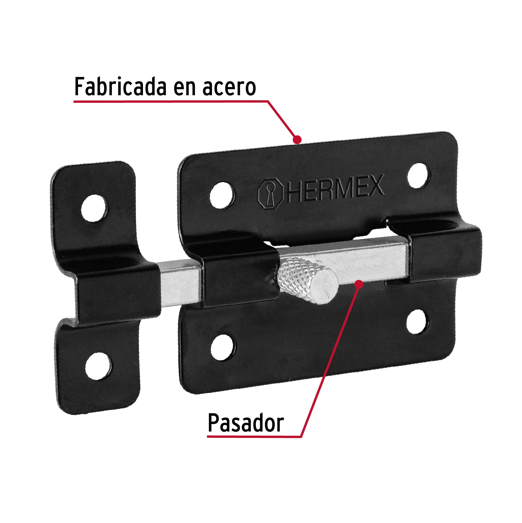 Pasador de barra plana 2', negro, Hermex