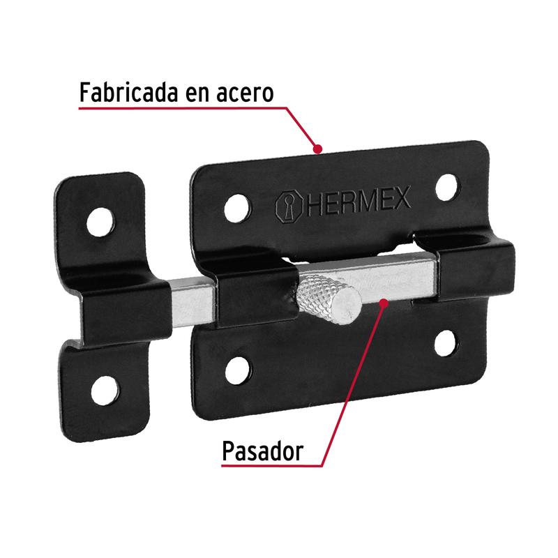 Pasador de barra plana 2', negro, Hermex