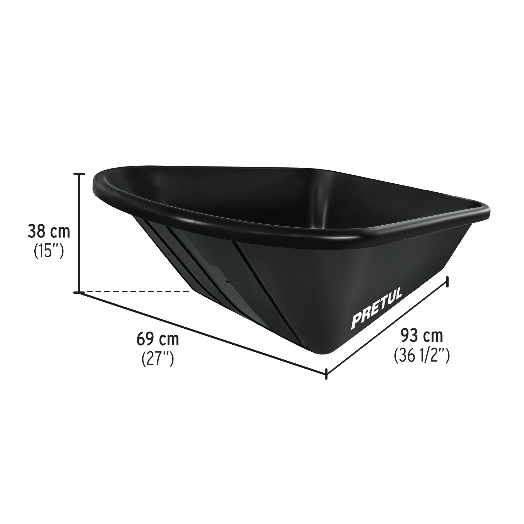 Carretilla 5ft3 plástica,tubular,neumática reforzada,Pretul