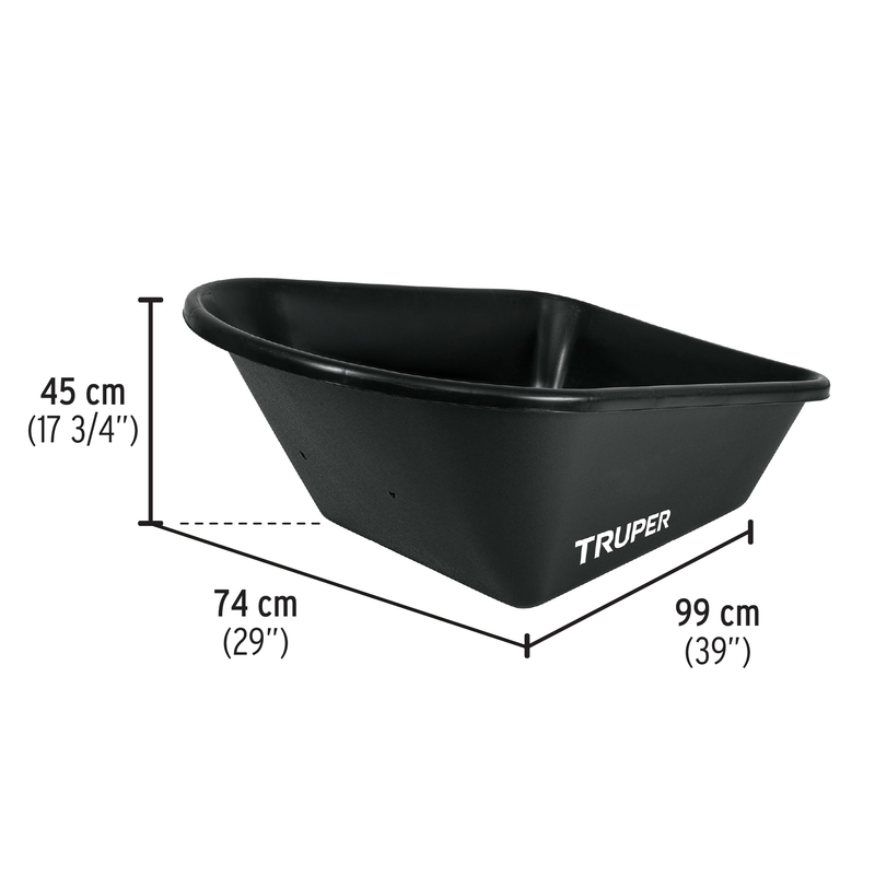 Carretilla 6 ft3 concha plástica,imponchable b/madera,TRUPER