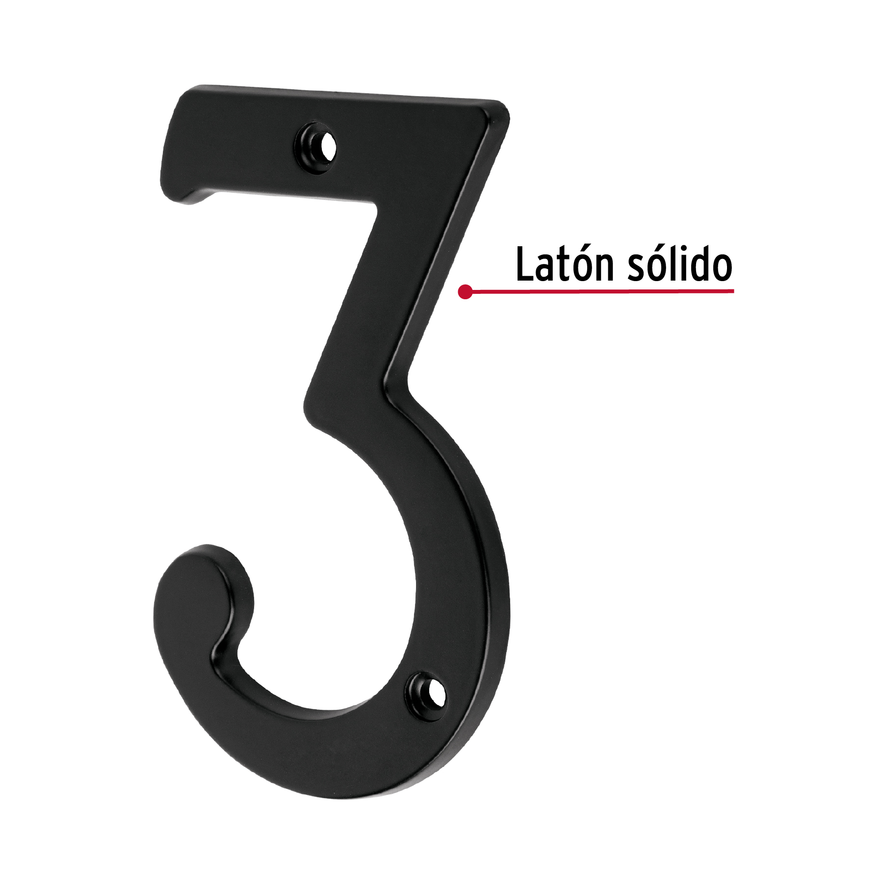 Número chico de latón 3, negro, Hermex