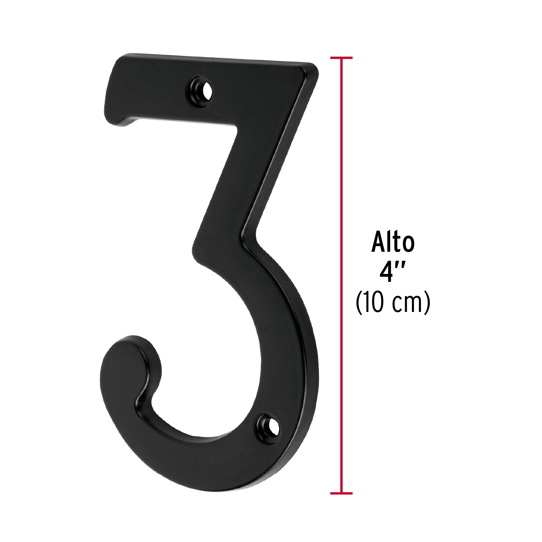 Número chico de latón 3, negro, Hermex