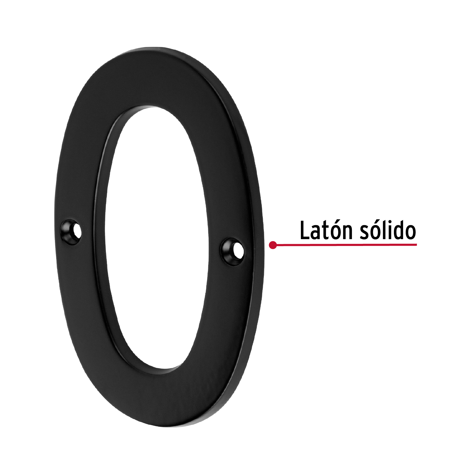 Número chico de latón 0, negro