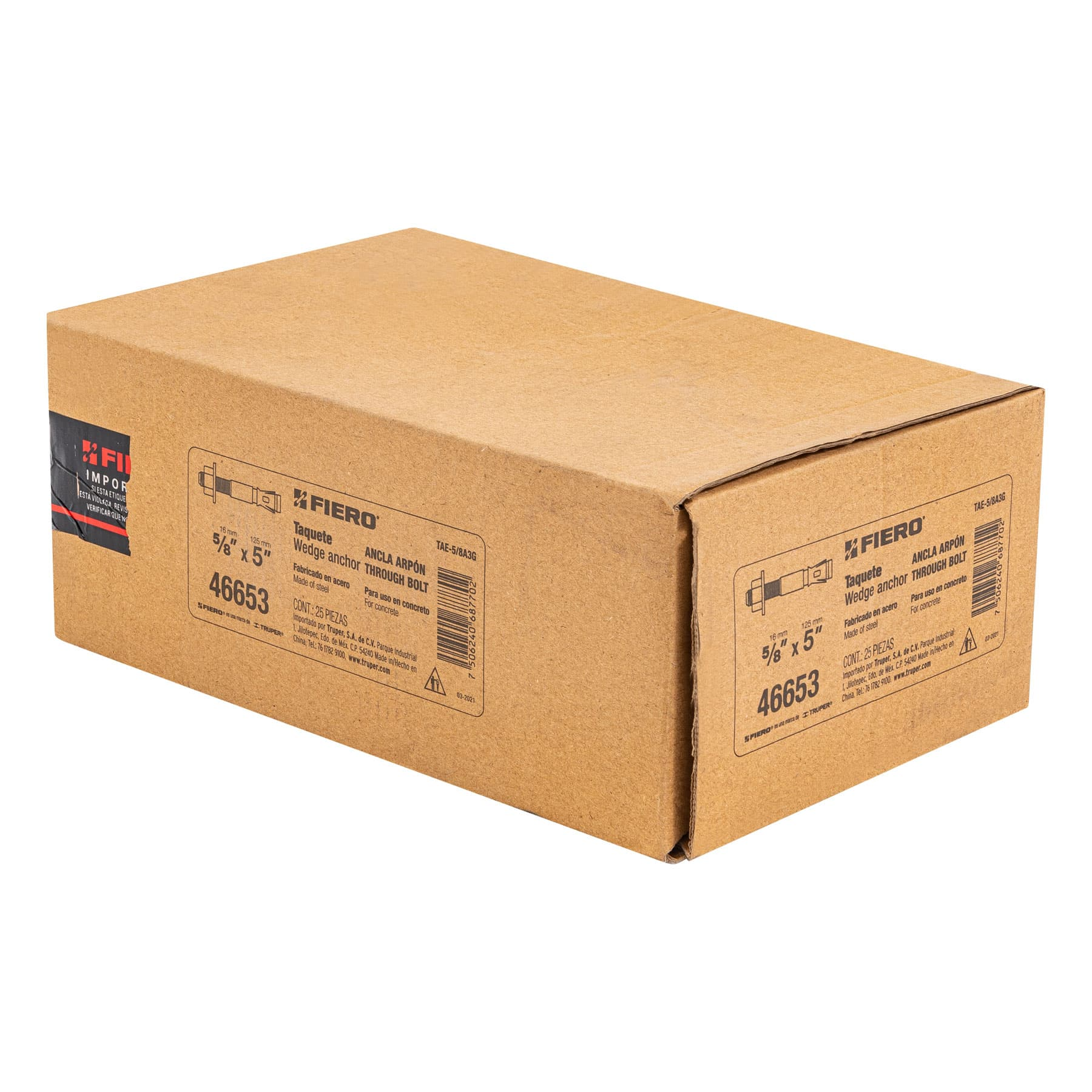 Caja con 25 taquetes arpón de 5/8' x 5', Fiero