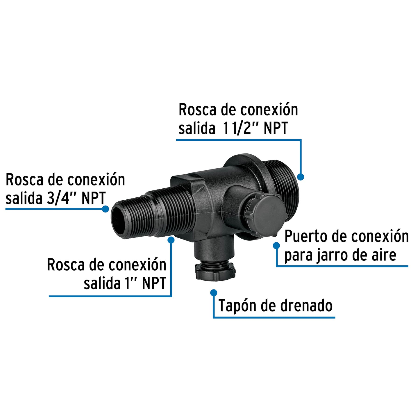 Multiconector sin válvula para tinaco