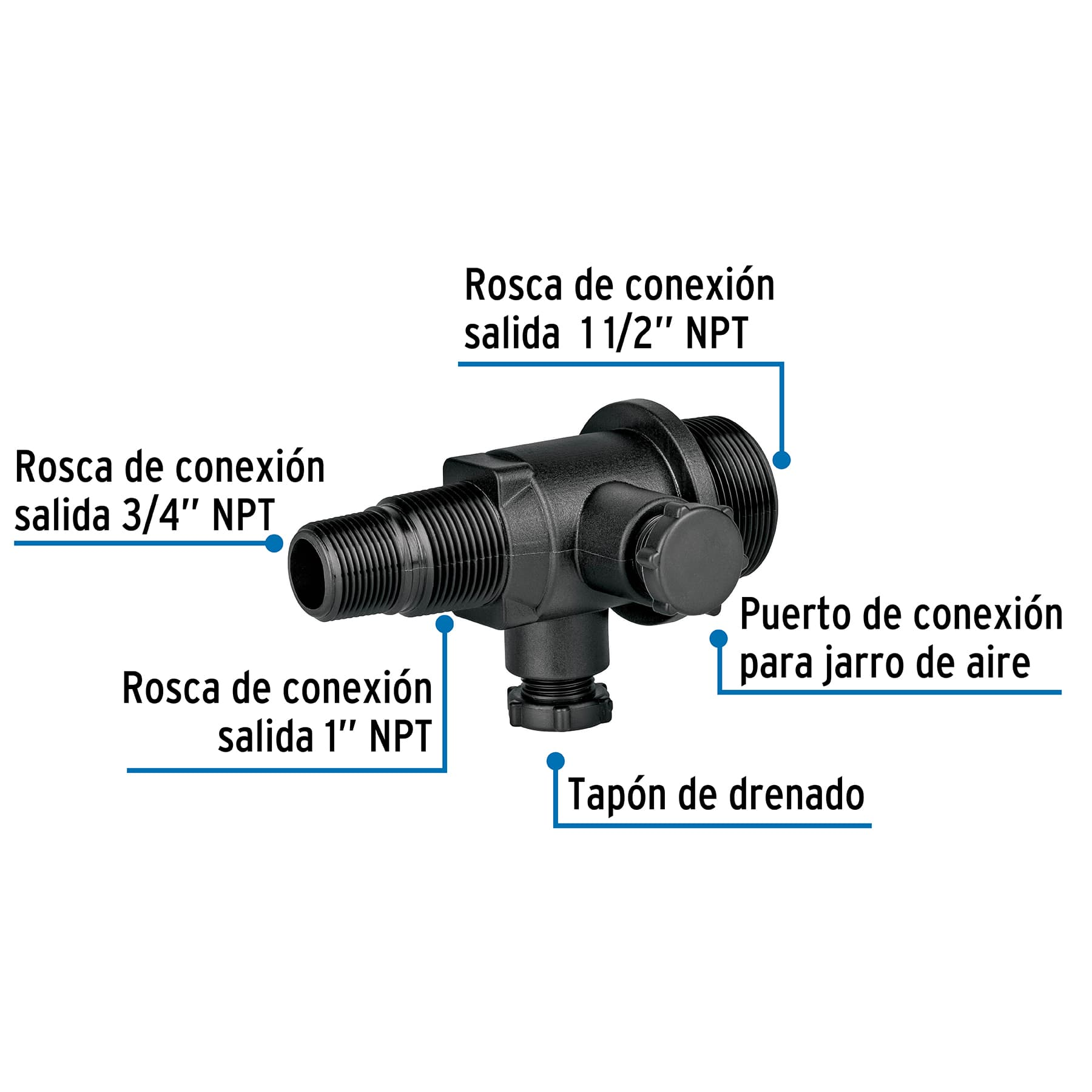 Multiconector sin válvula para tinaco