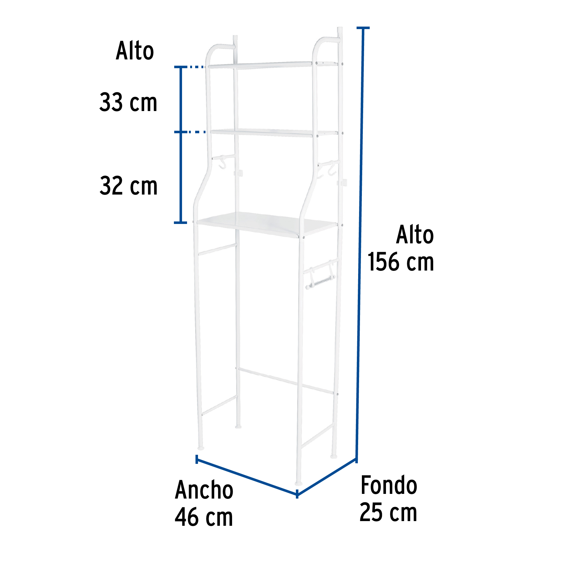Mueble organizador blanco para baño con 3 repisas, Basic