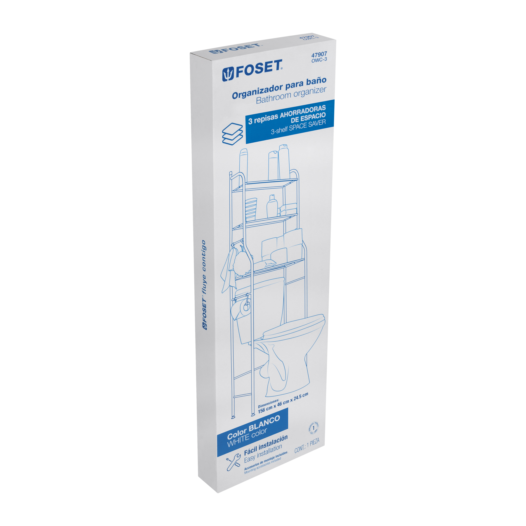 Mueble organizador blanco para baño con 3 repisas, Basic