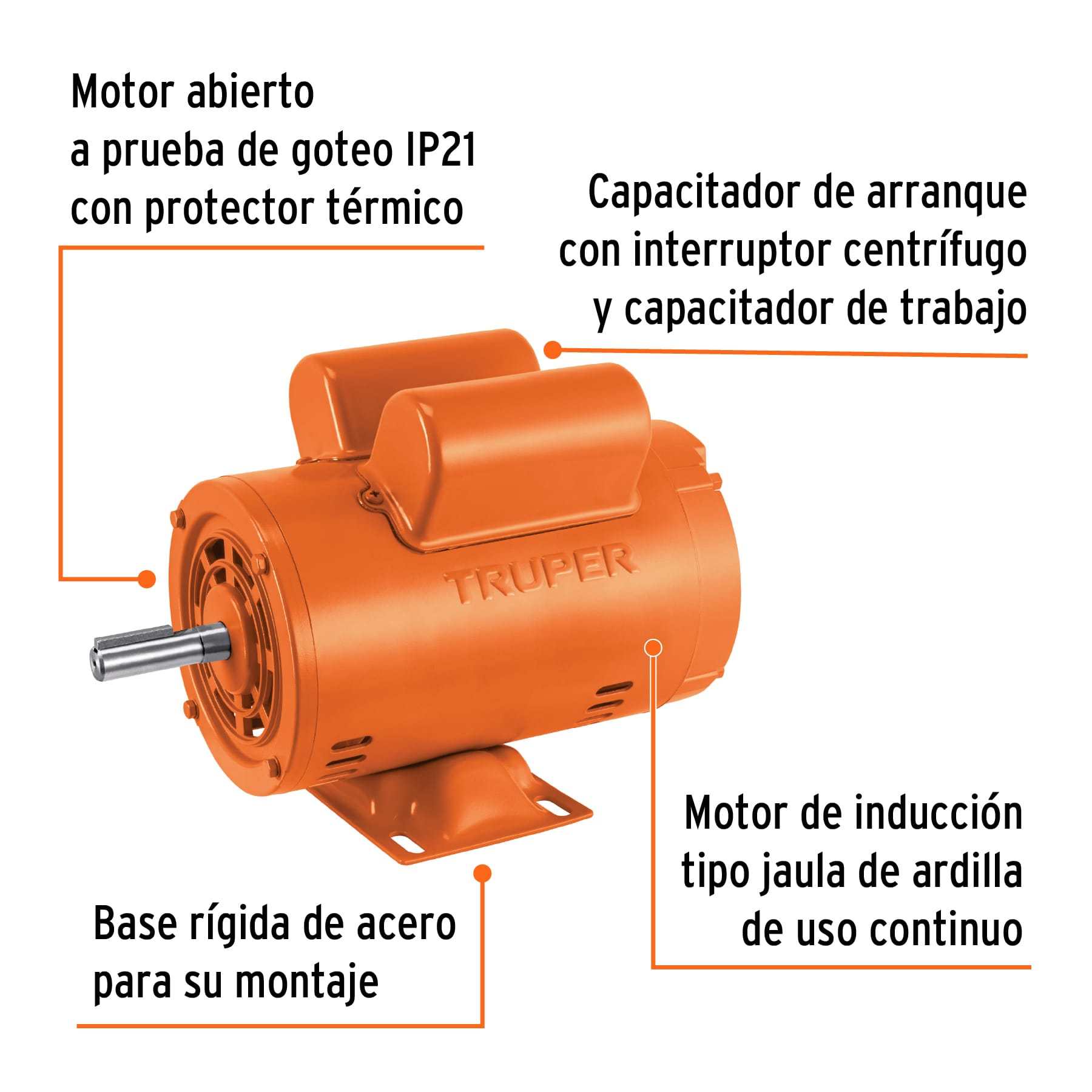 Motor monofásico de 3/4 HP, baja, Truper