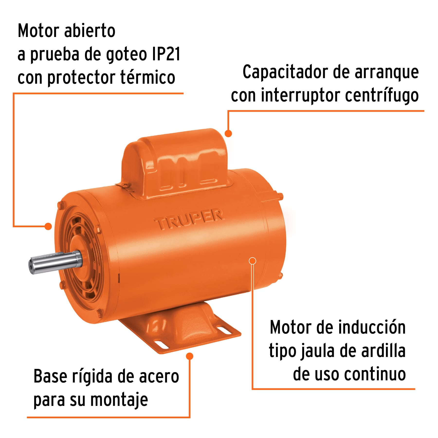 Motor monofásico de 3/4 HP, alta, Truper