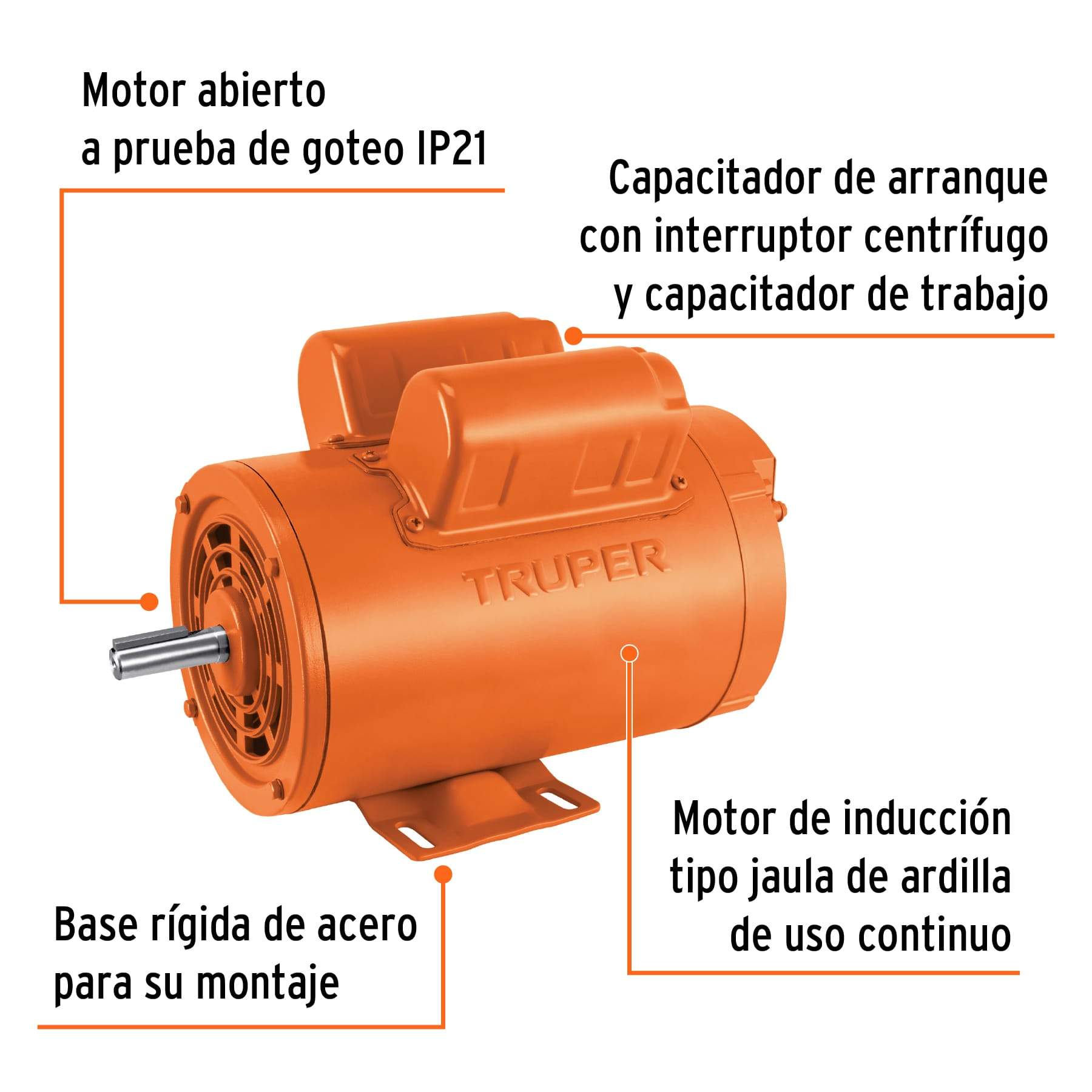Motor monofásico de 2 HP, baja, Truper