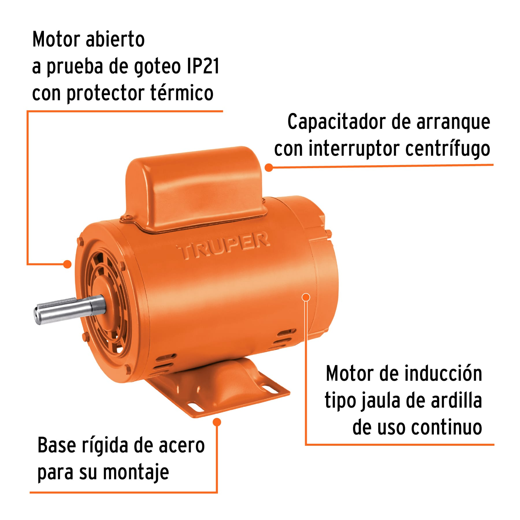 Motor monofásico de 1/4 HP, baja, Truper