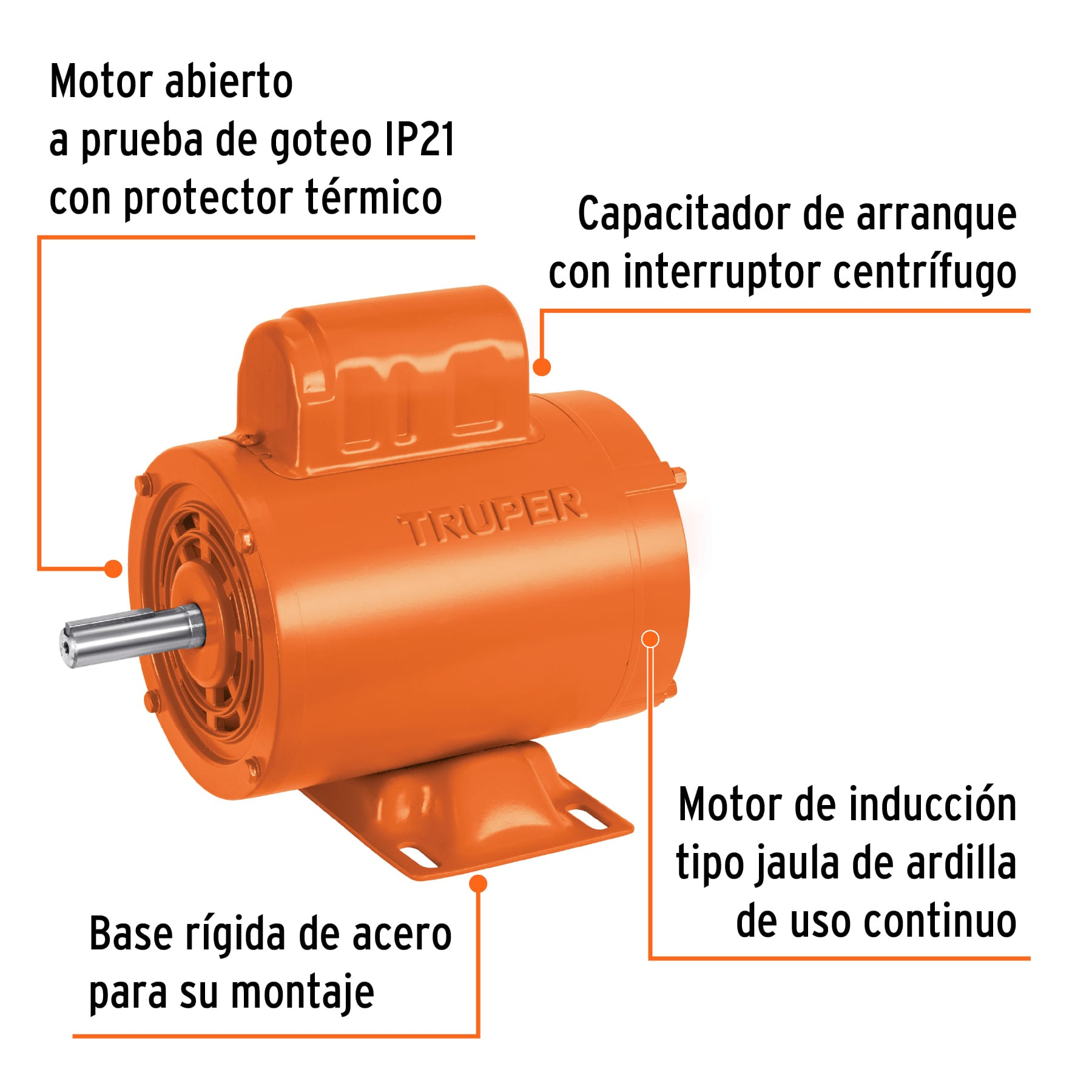 Motor monofásico de 1/4 HP, alta, Truper