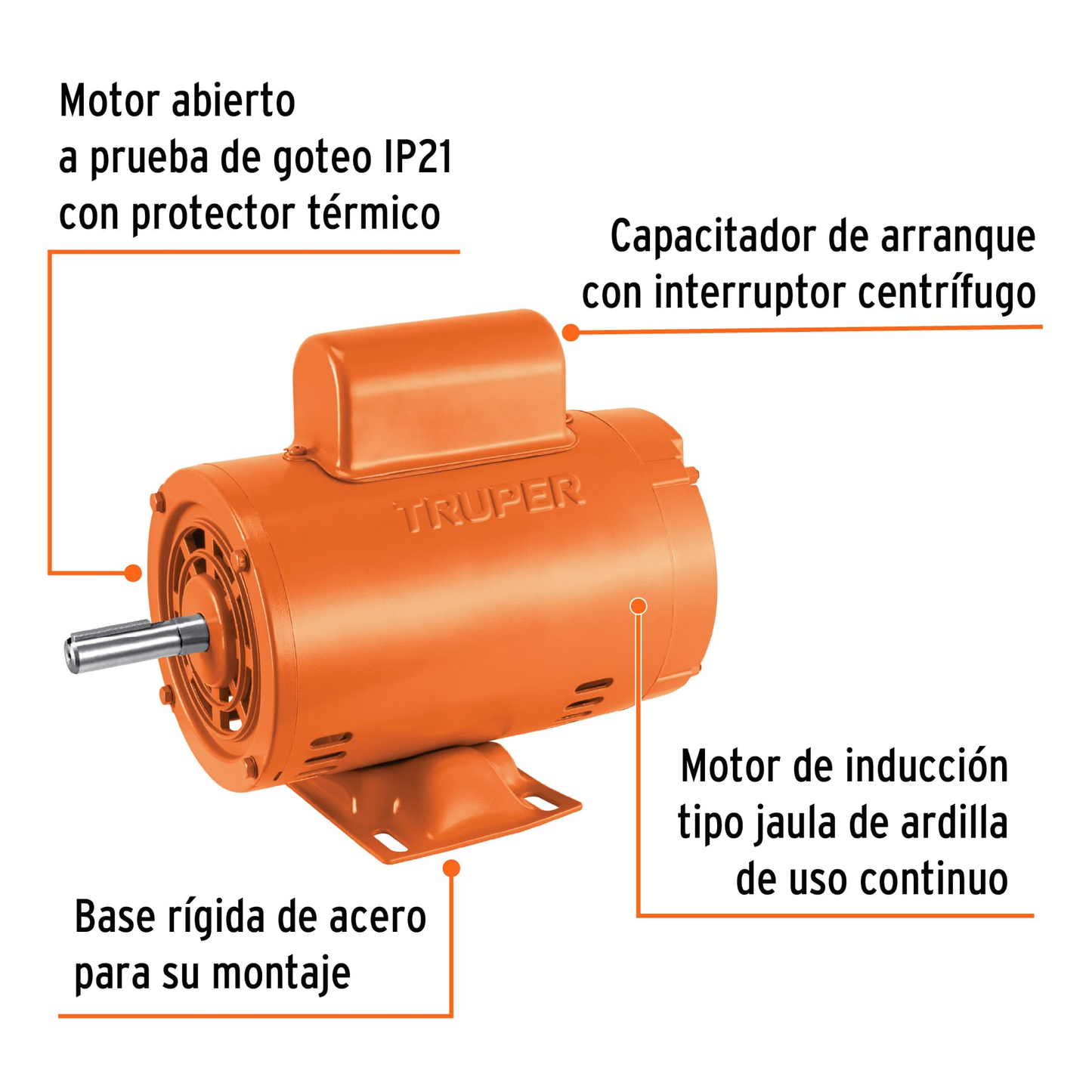 Motor monofásico de 1/2 HP, baja, Truper