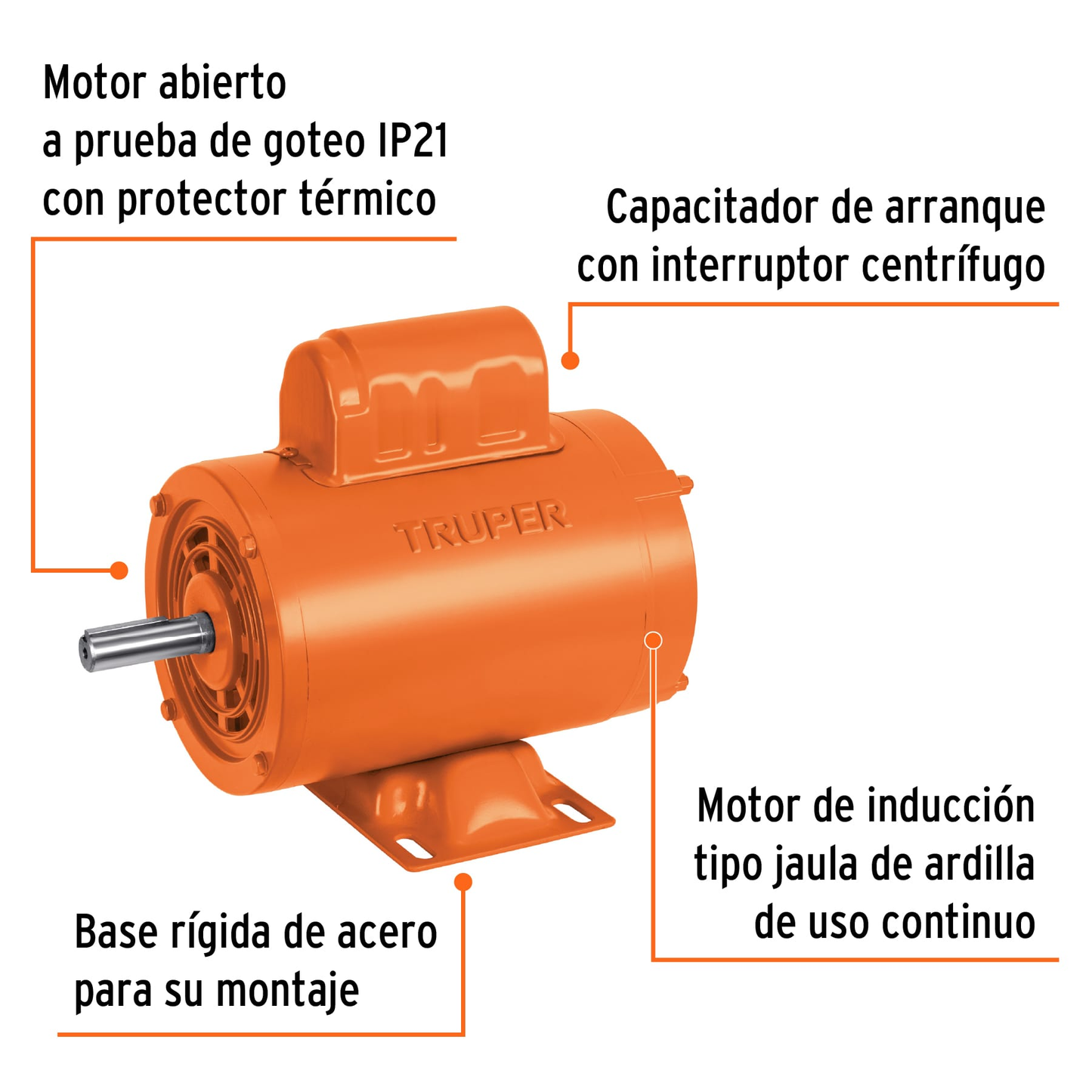 Motor monofásico de 1/2 HP, alta, Truper