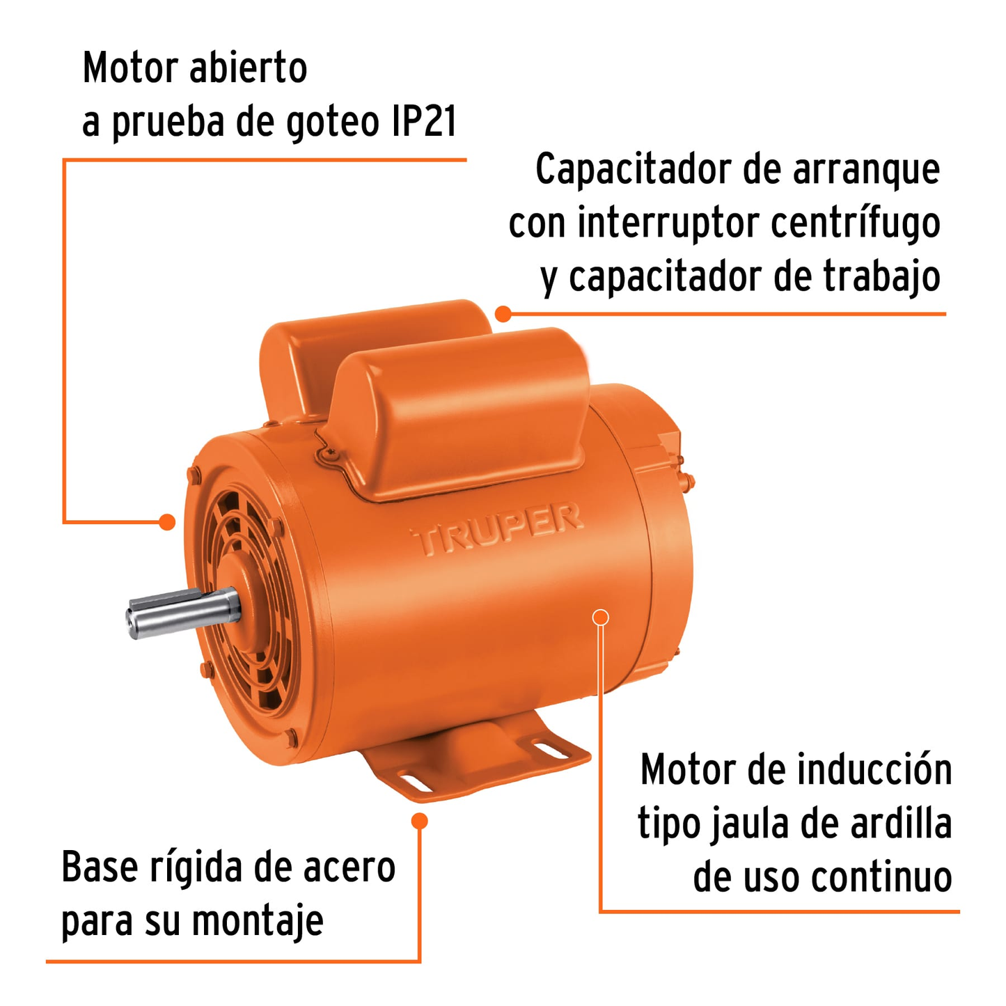 Motor monofásico de 1 HP, baja, Truper