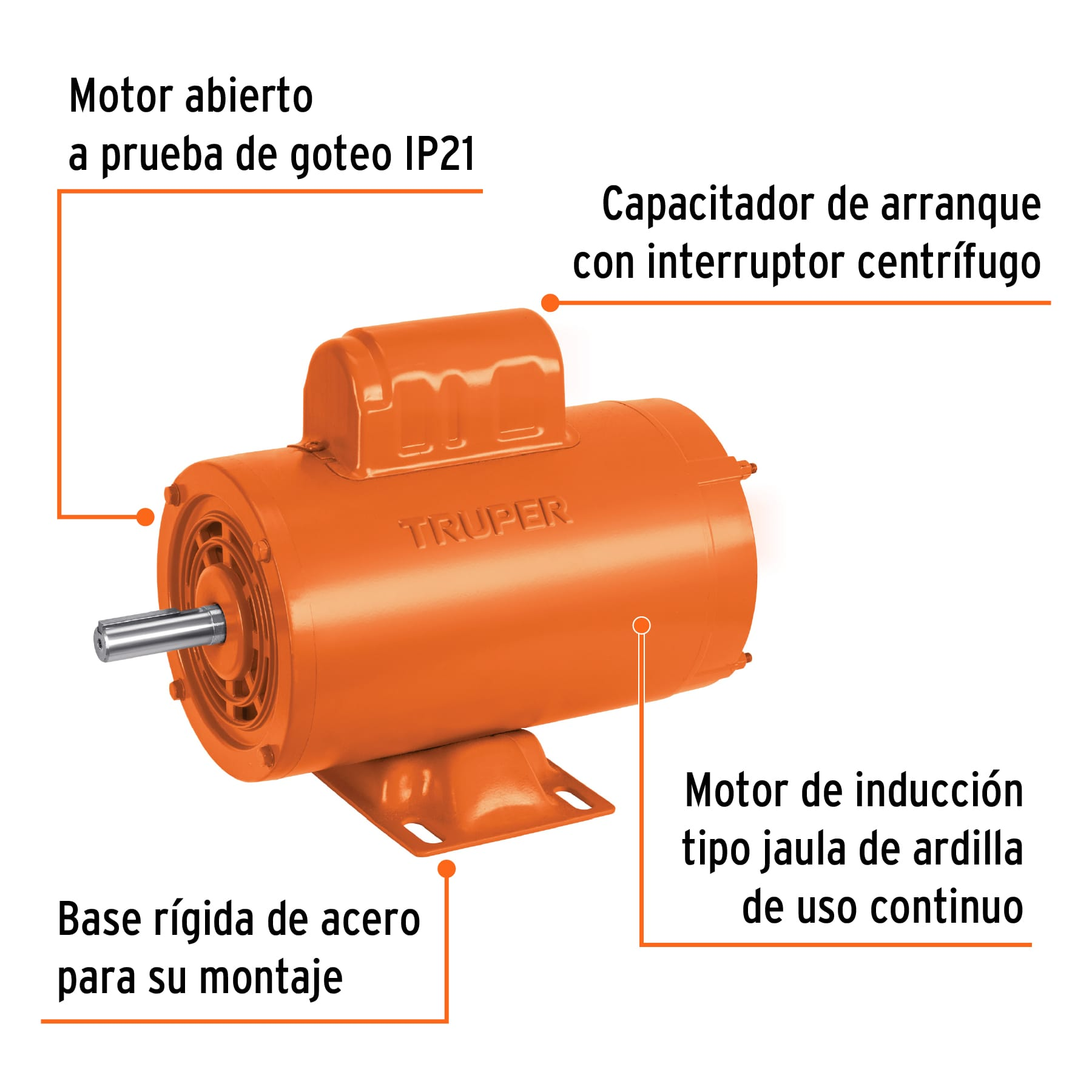 Motor monofásico de 1 HP, alta, Truper